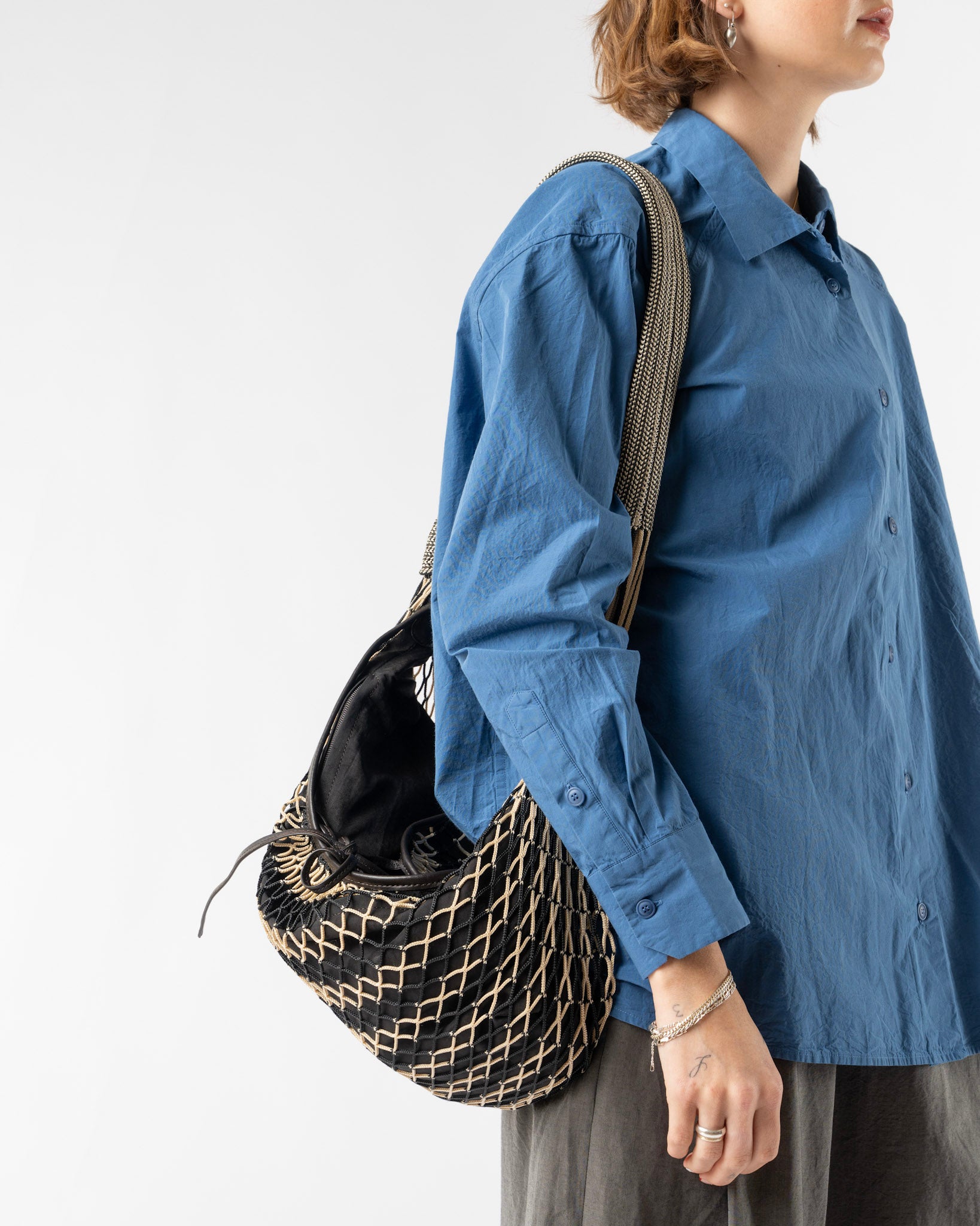 Lemaire Chevron Light Beige Croissant Filt Bag