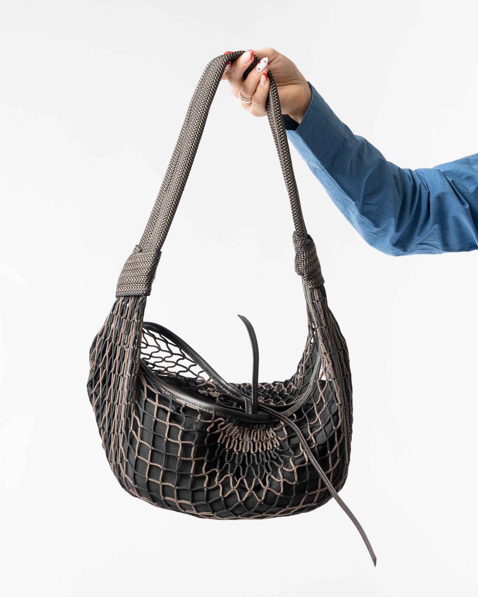 Lemaire Chevron Marron Glacé Fortune Croissant Filt Bag