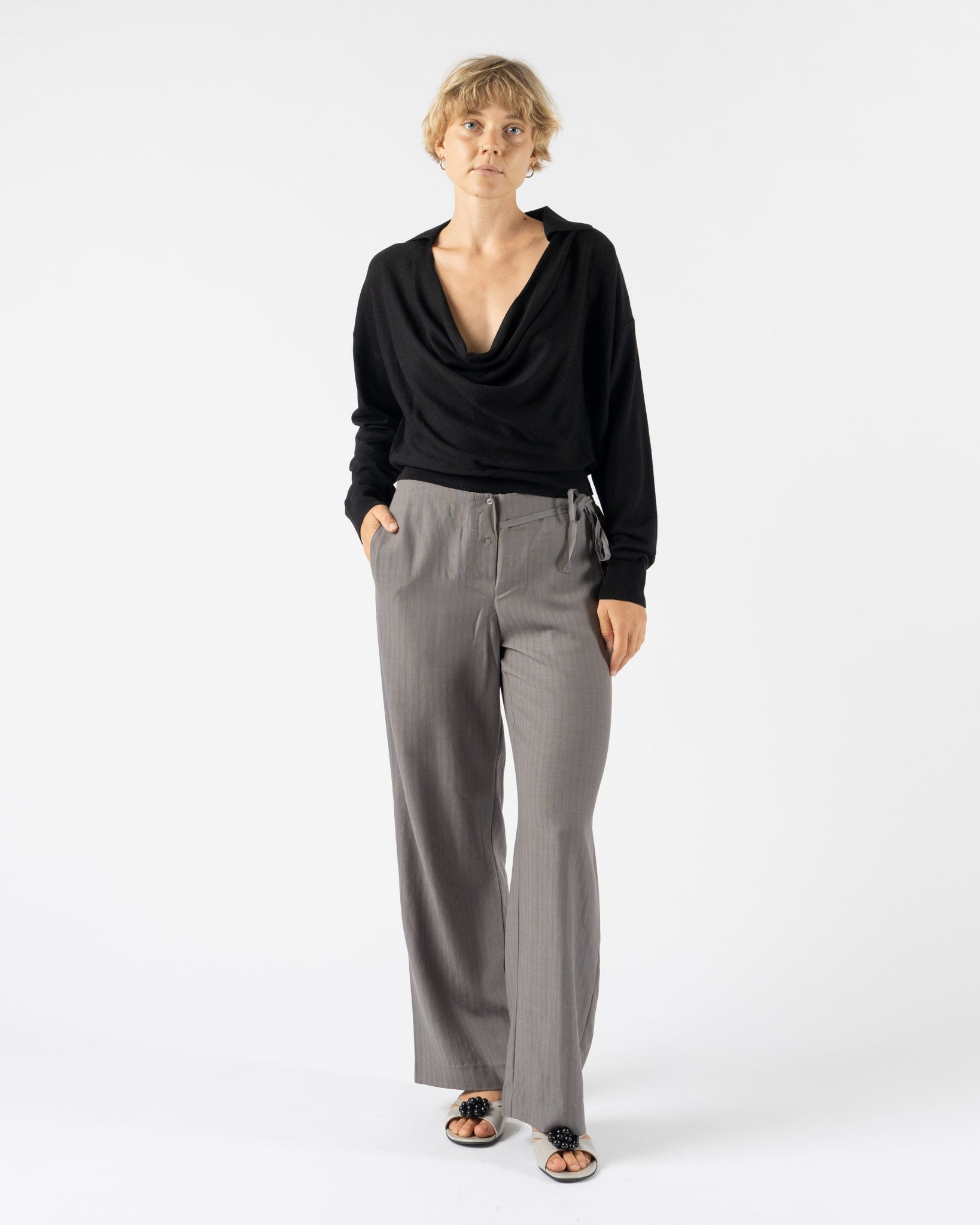 Deiji Studios Boxer Pant in Grey Stripe
