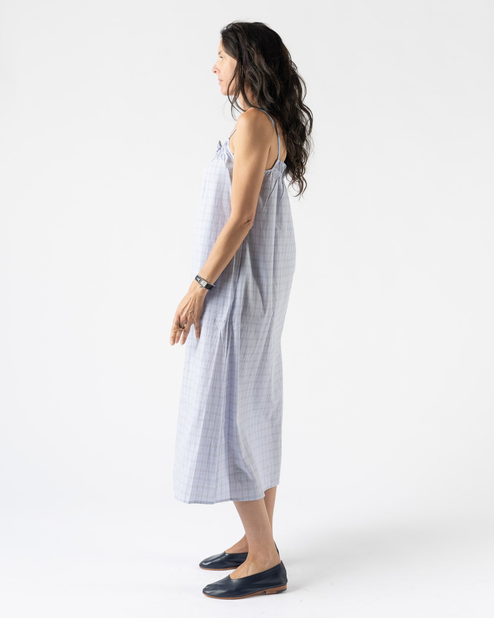 Deiji Studios Light Maxi Dress in Powder Check