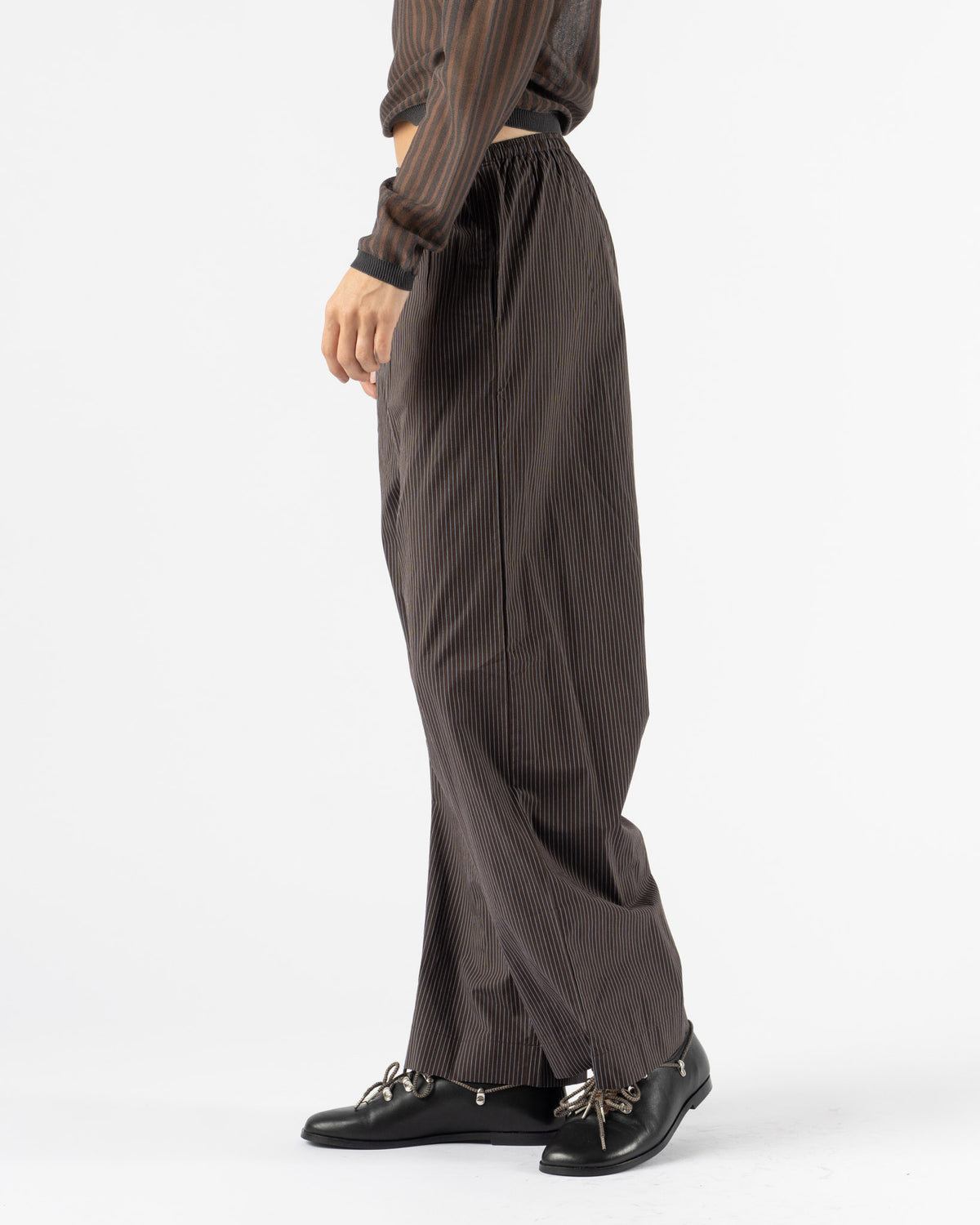Deiji Studios Ease Pant in Brown Blue Stripe