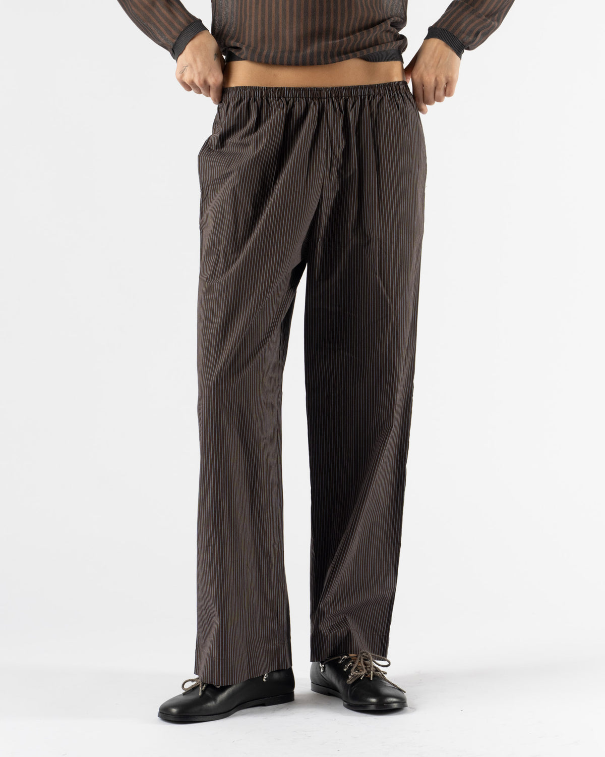 Deiji Studios Ease Pant in Brown Blue Stripe