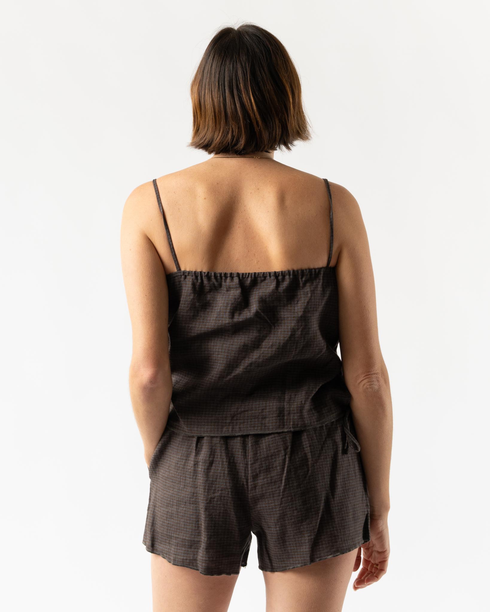 Deiji Studios Babylock Linen Set in Slate Check