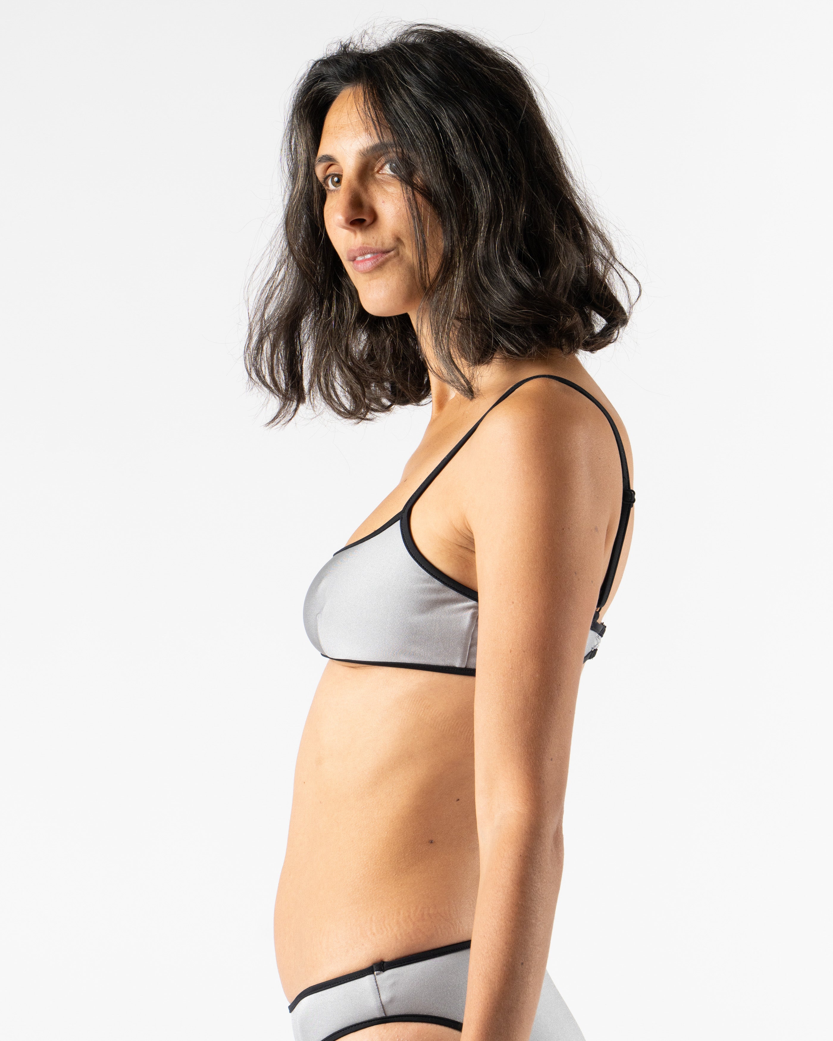 Nu Swim Dice Top in Silver/Black