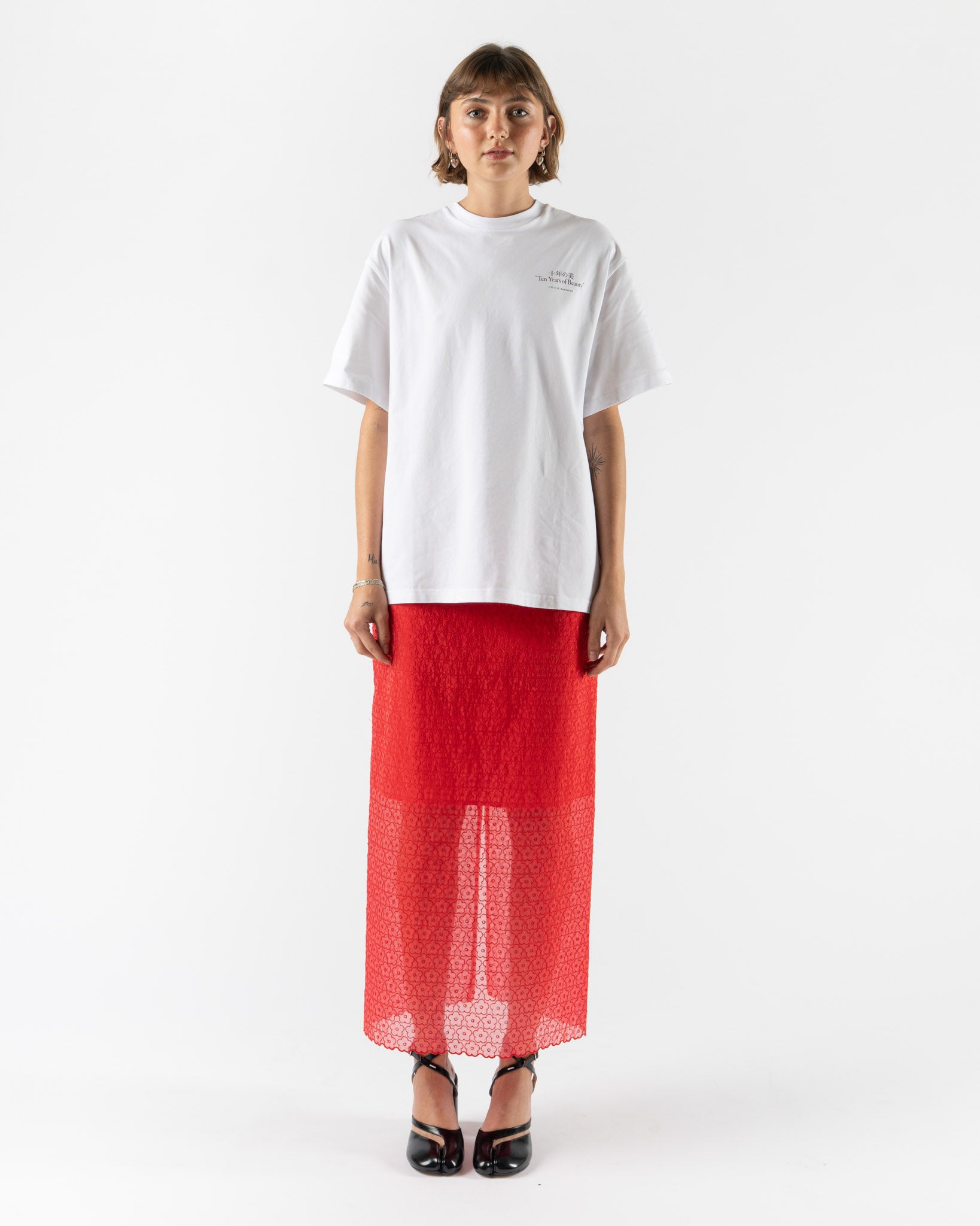 Cecilie Bahnsen Dorothy T-Shirt White/Black Printed Jersey