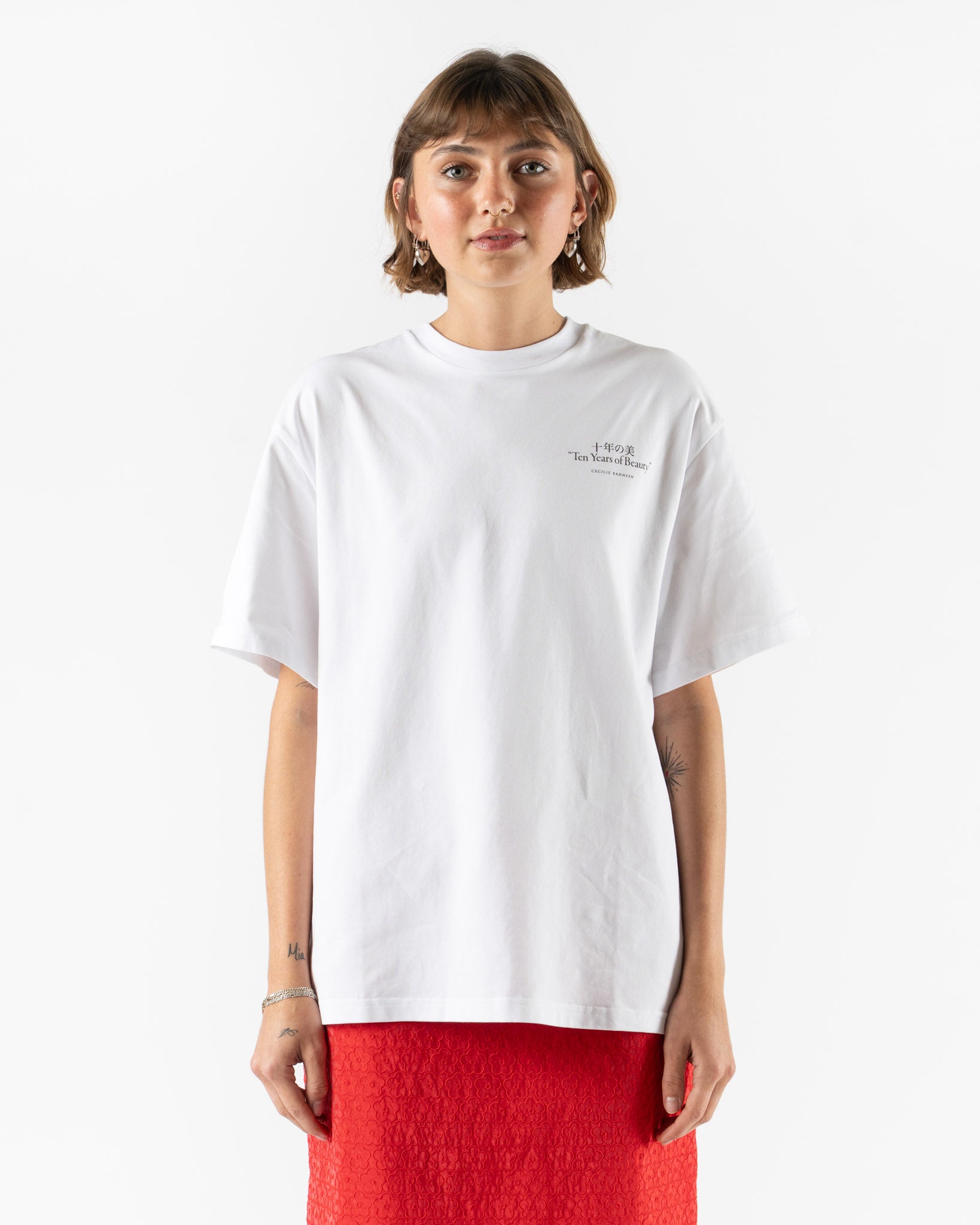 Cecilie Bahnsen Dorothy T-Shirt White/Black Printed Jersey