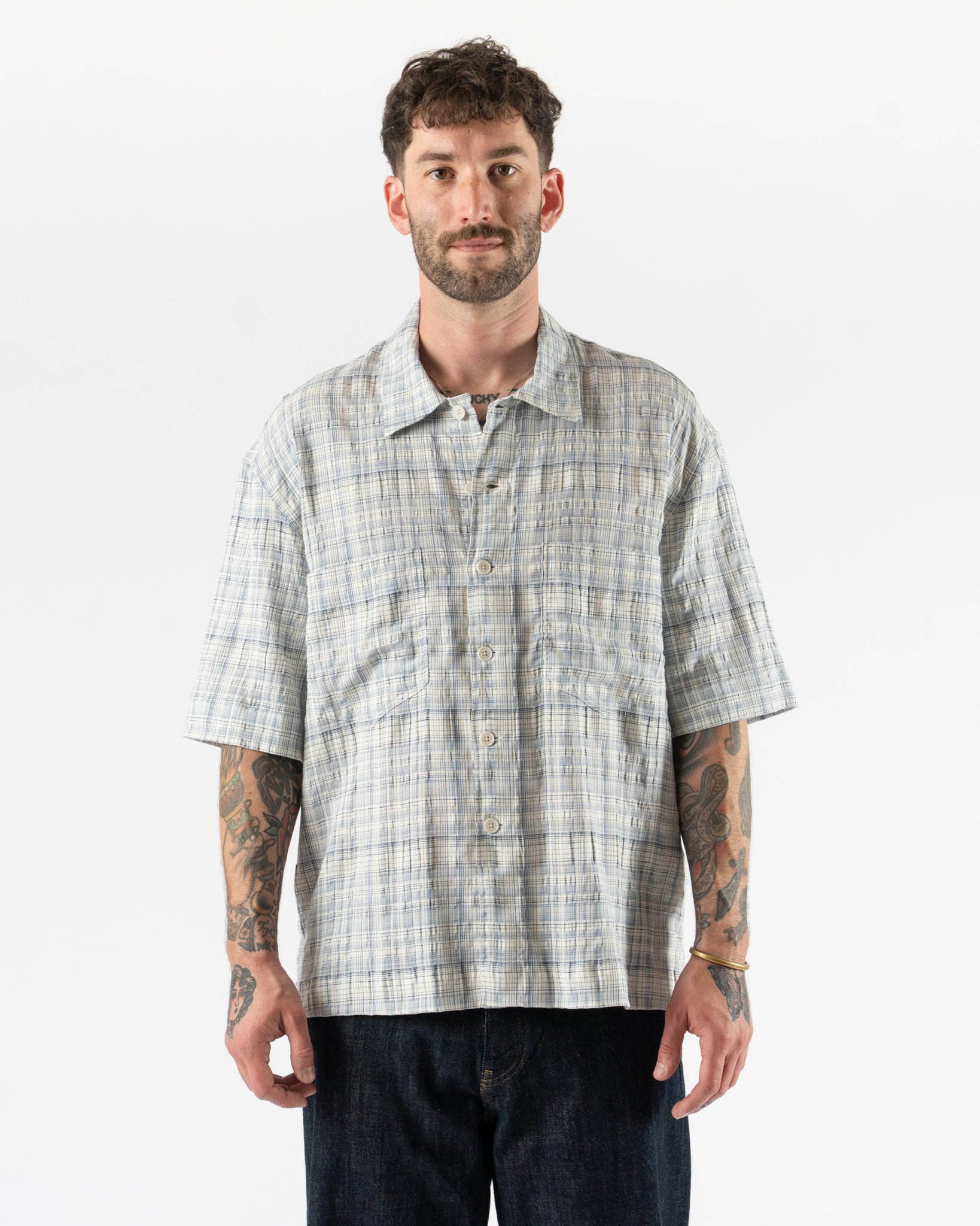 トップス SUNFLOWER 24SS adam shirt Sunflower Adam Shirt in Blue Curated at Jake and Jones