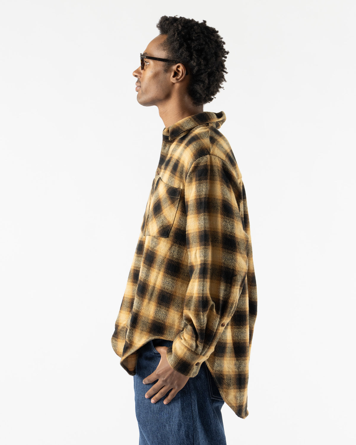 Eckhaus Latta EL Buttondown in Yellow Plaid