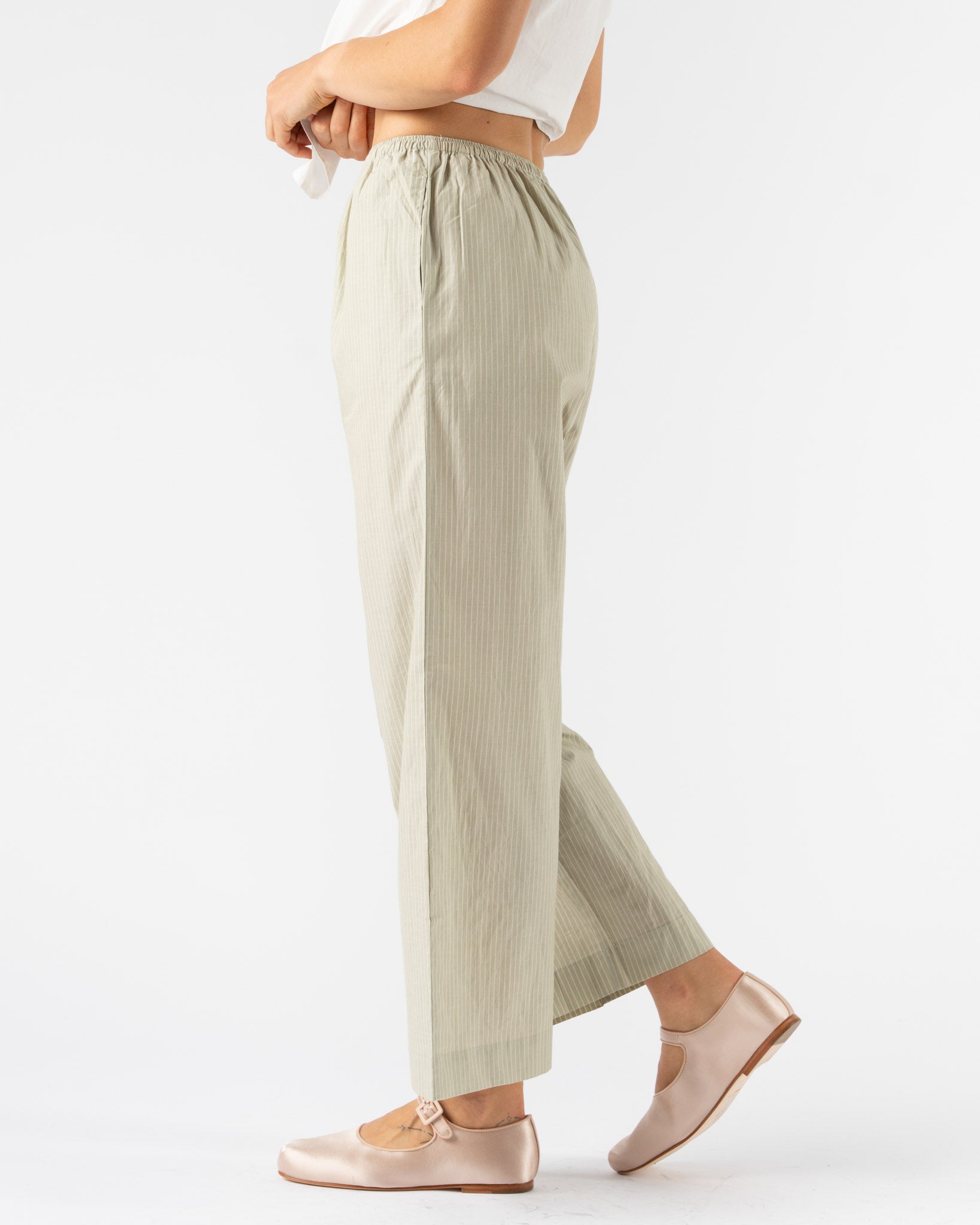 Deiji Studios Ease Trouser in Pistachio Stripe