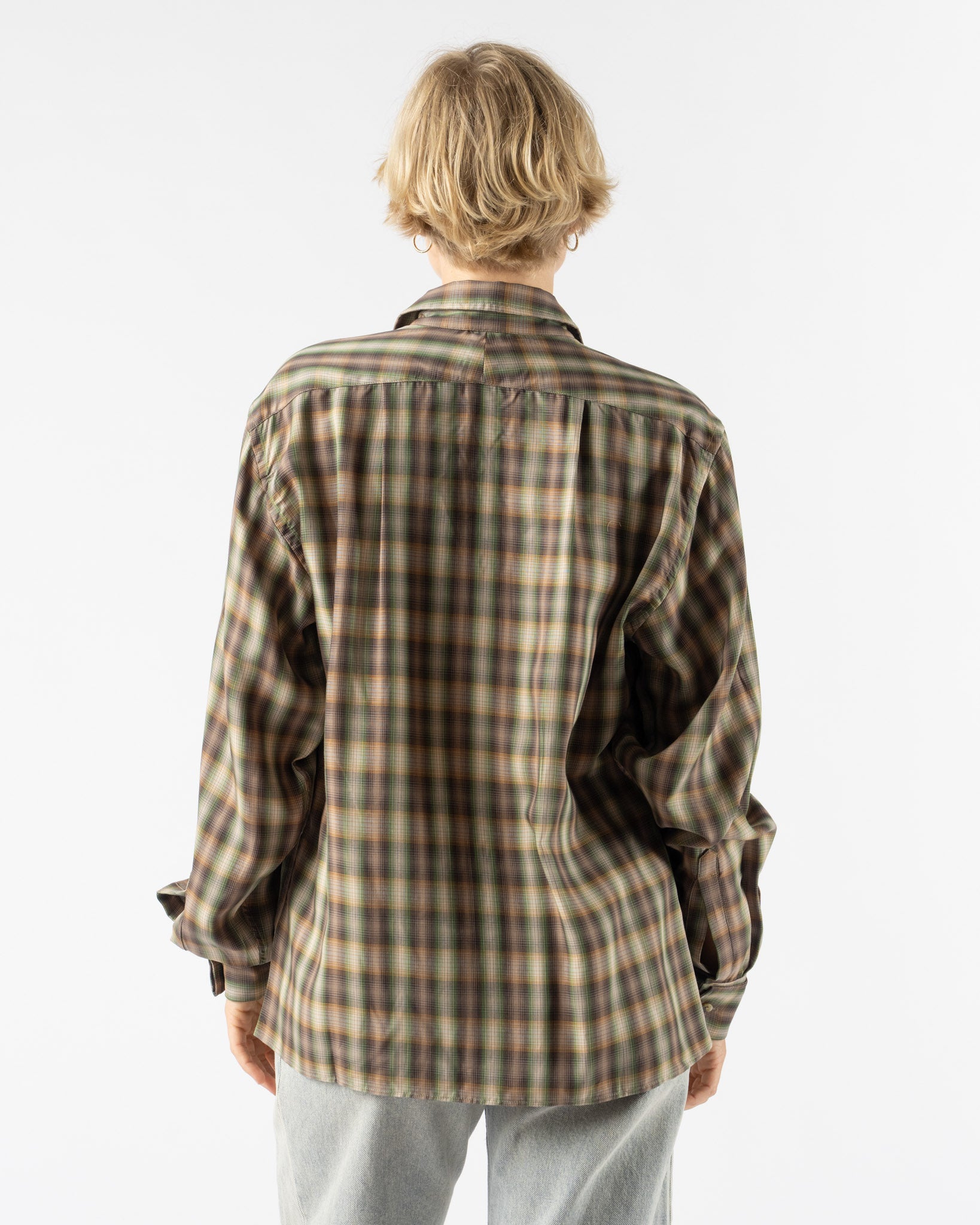 Emily Dawn Long Jeff's Shirt 005 in Green Plaid