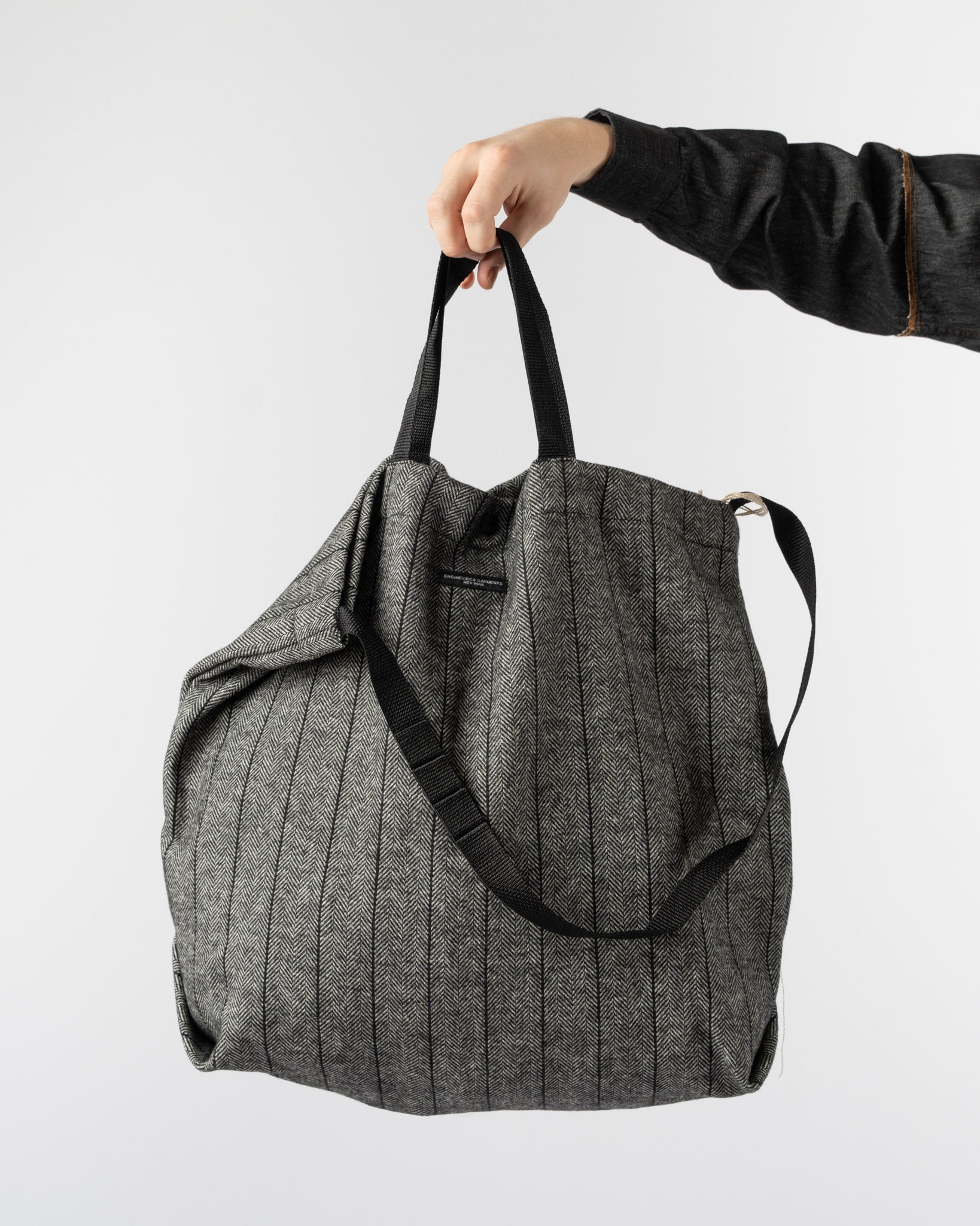Engineered Garments Carry All Tote in Dk.Grey Wool Striped HB