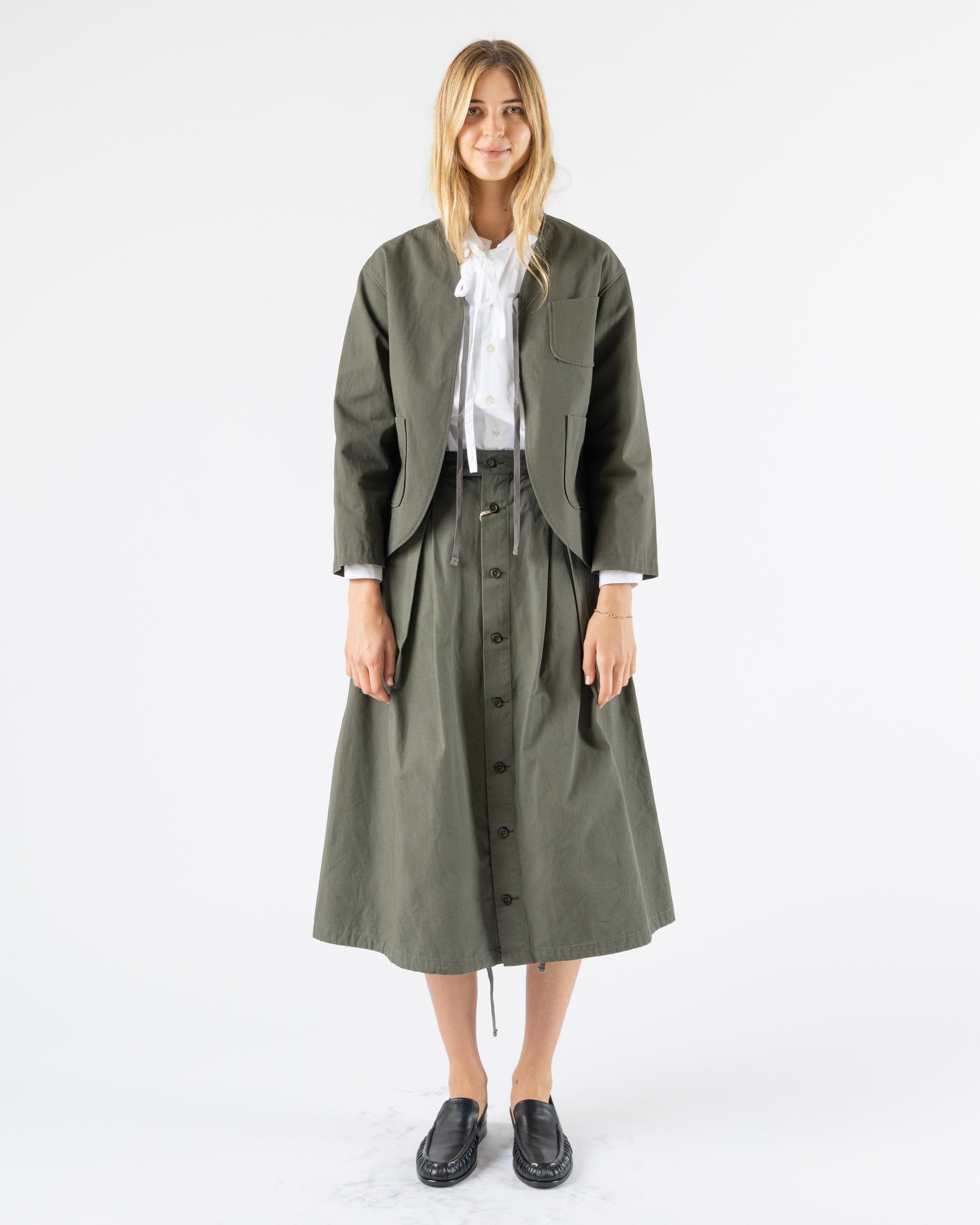 Engineered-Garments-Cutaway-Jacket-in-Olive-Heavyweight-Cotton-Curated-at-Jake-and-Jones-Santa-Barbara-Boutique