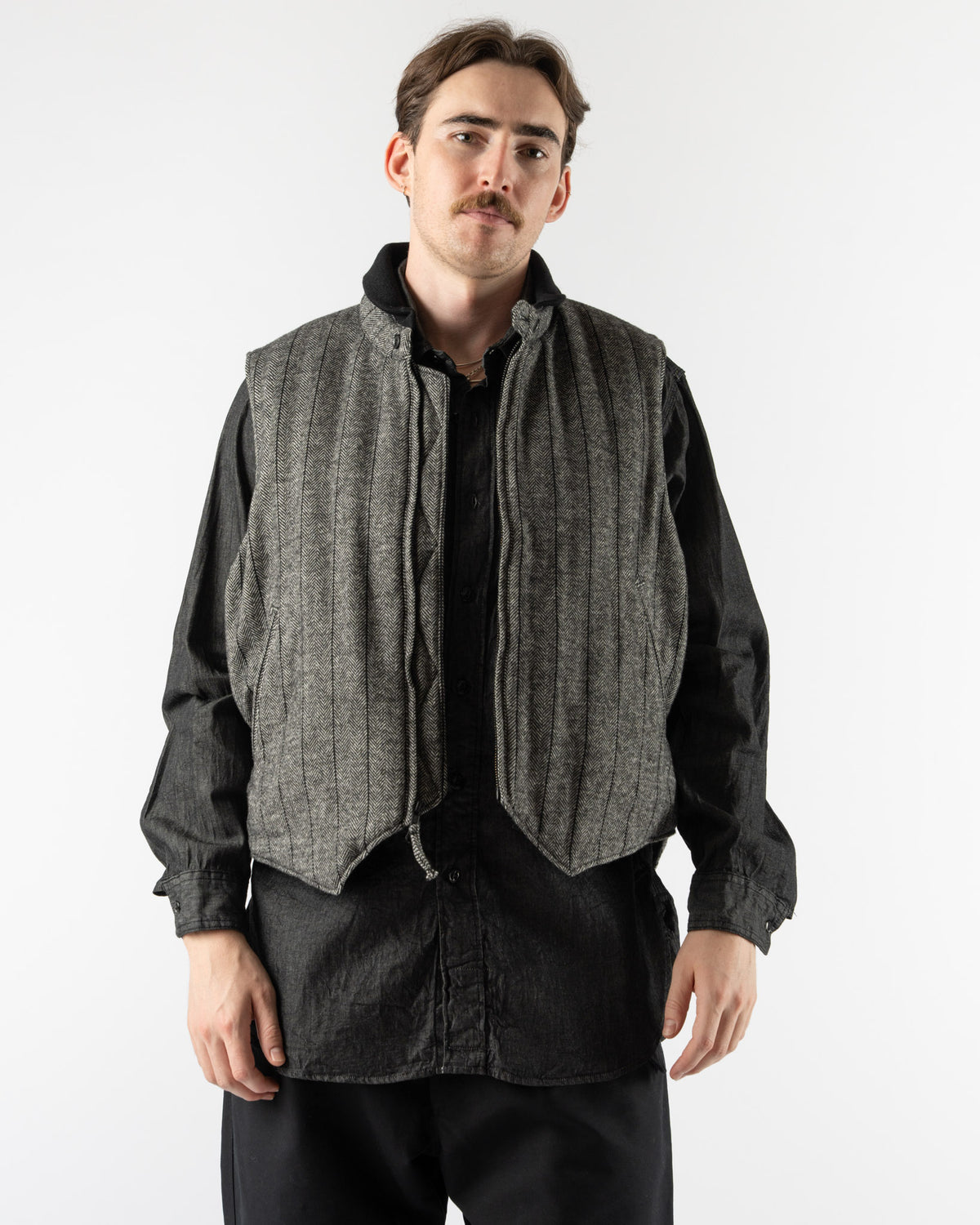 Engineered Garments LL Vest in Dark Gray Wool Curated at Jake and 