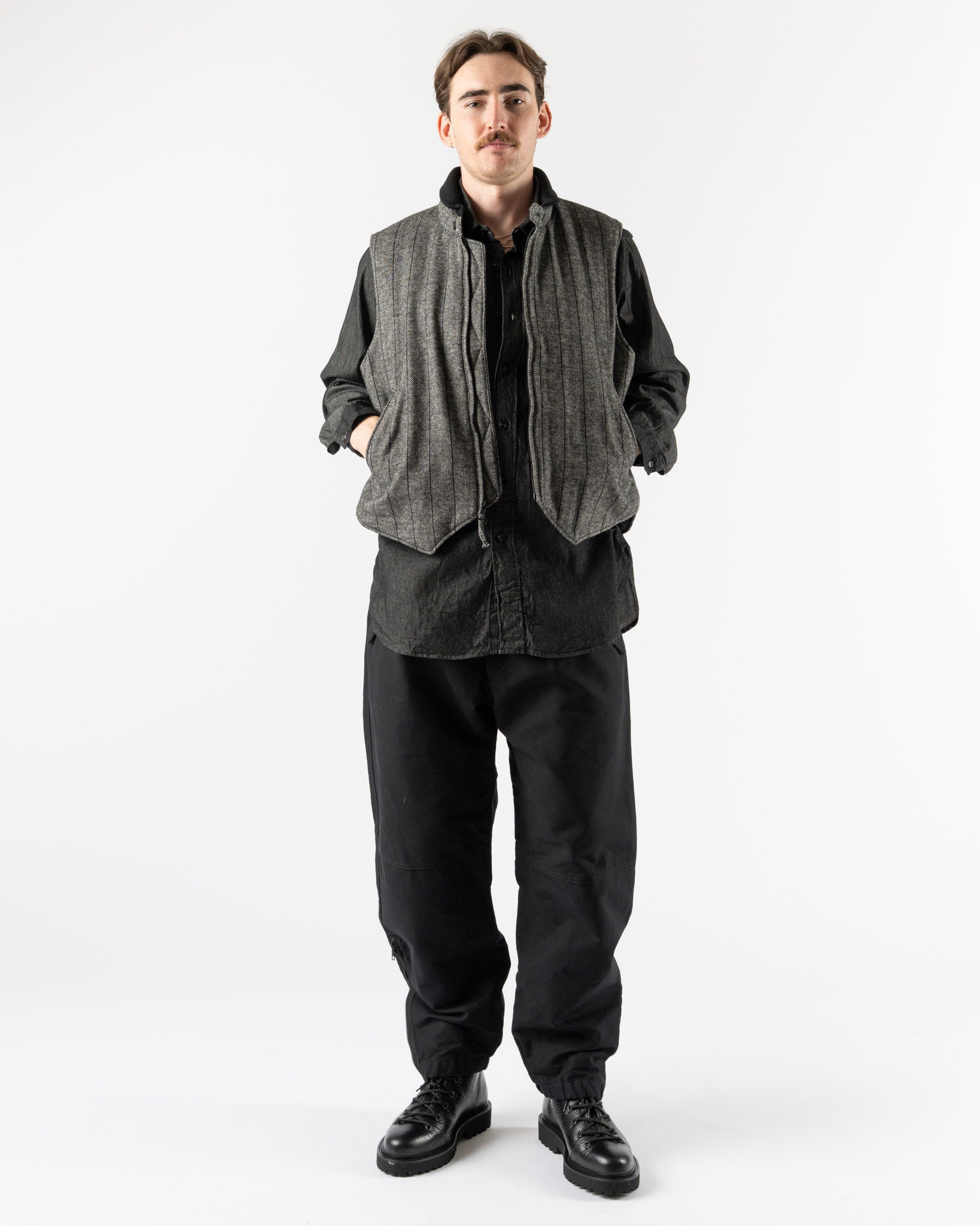 Engineered Garments LL Vest in Dark Gray Wool