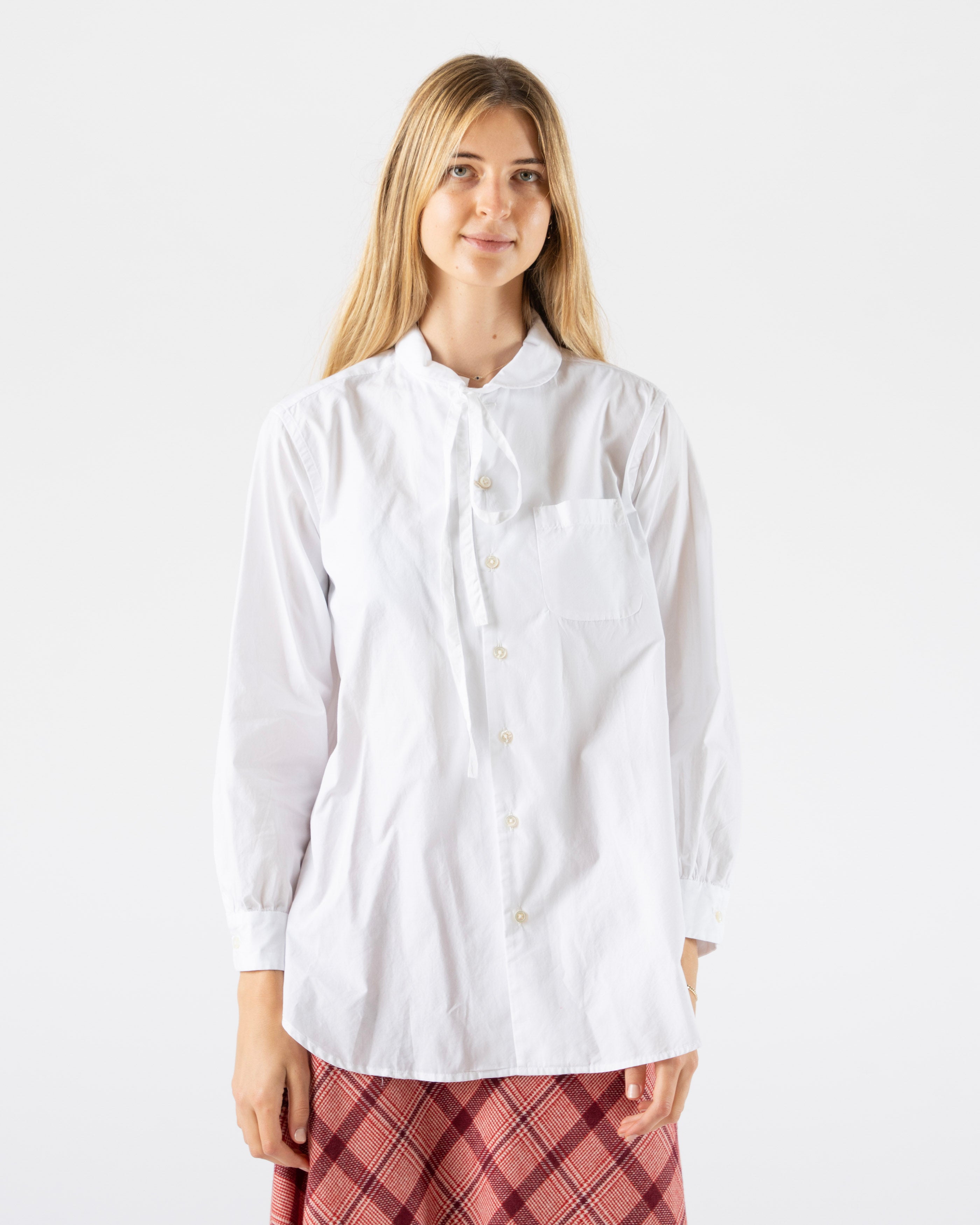 トップス Engineered Garments Rounded Collar Shirt Engineered Garments Rounded Collar Shirt in White Curated at Jake
