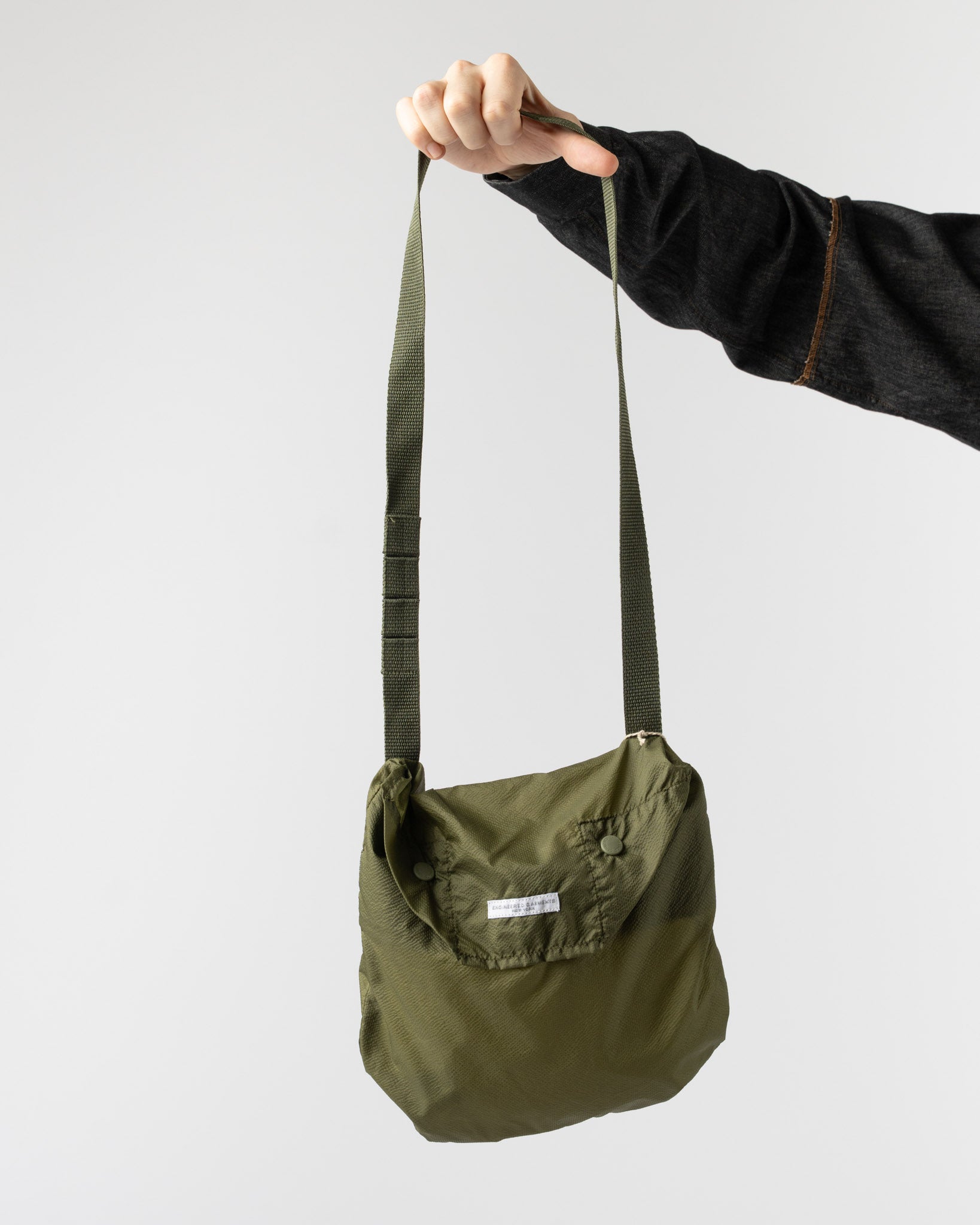 Engineered Garments Shoulder Pouch in Olive Curated at Jake and Jones