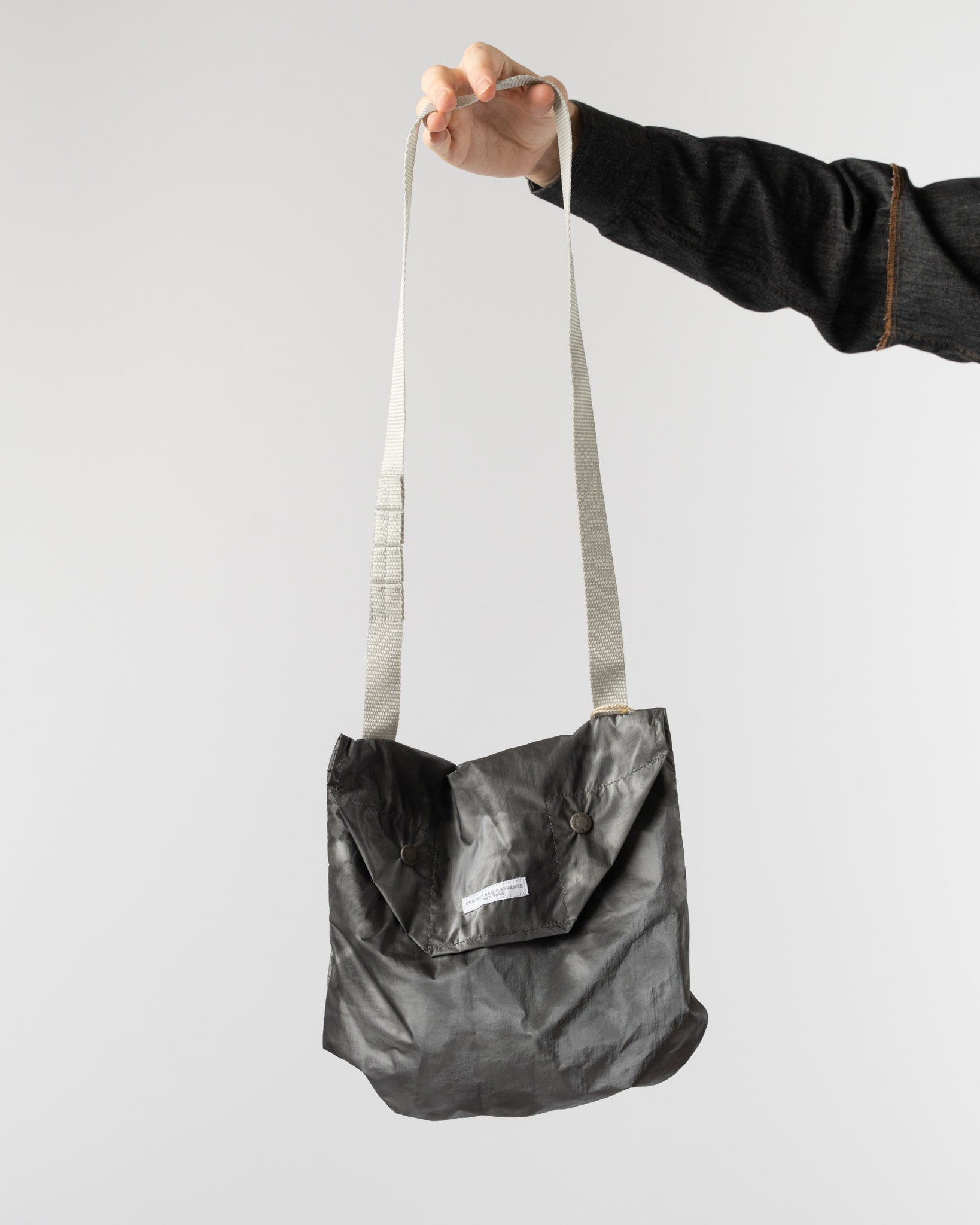 Engineered Garments Shoulder Pouch in Silver Nylon Shadow
