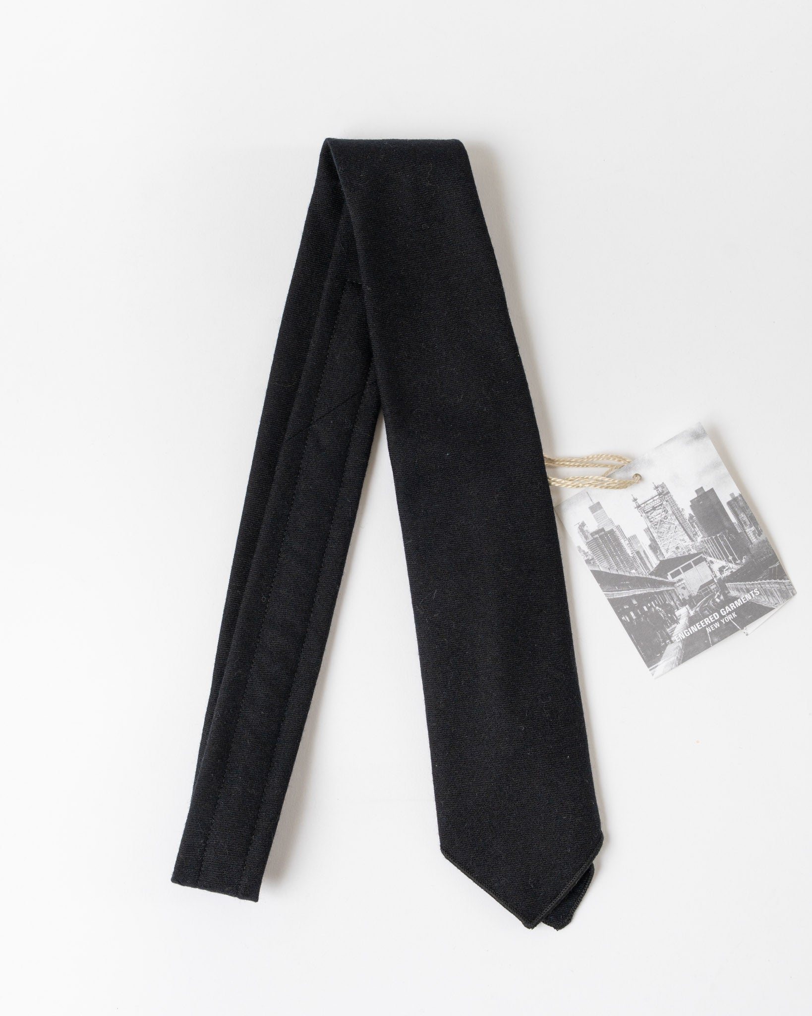 Engineered Garments Neck Tie in Black Cotton Denim Shirting