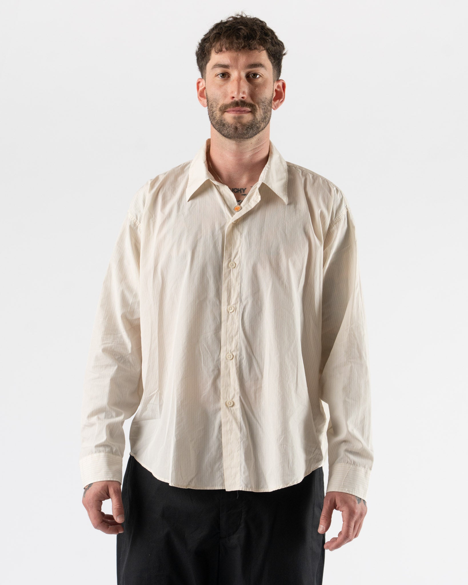 mfpen エムエフペン Qualitycottonshirts ストライプ M mfpen Exact Shirt in Pale Office Stripe Curated at Jake and Jones