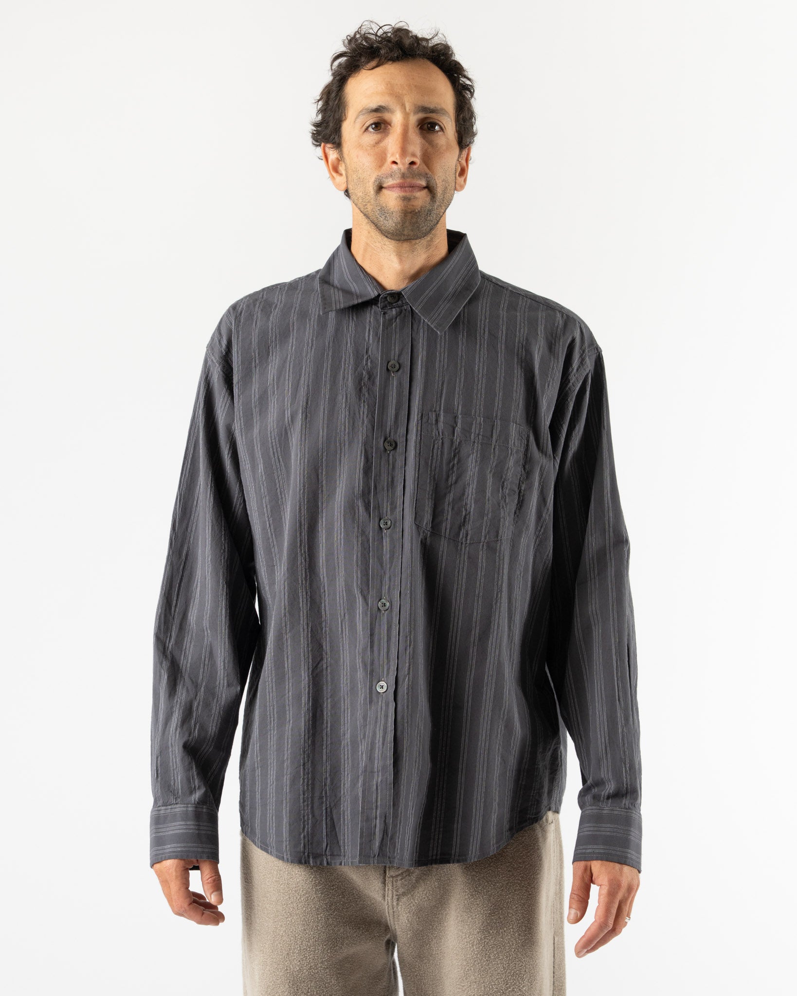 mfpen Executive Shirt in Dark Grey Double Stripe