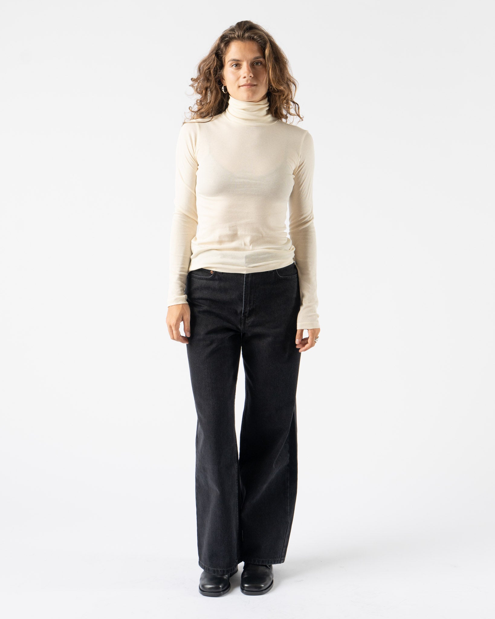 FLORE FLORE Lightweight Dinah Turtleneck in Off White