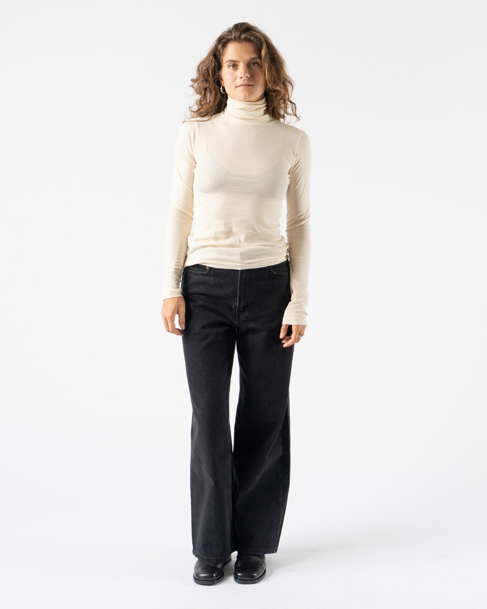 FLORE FLORE Lightweight Dinah Turtleneck in Off White