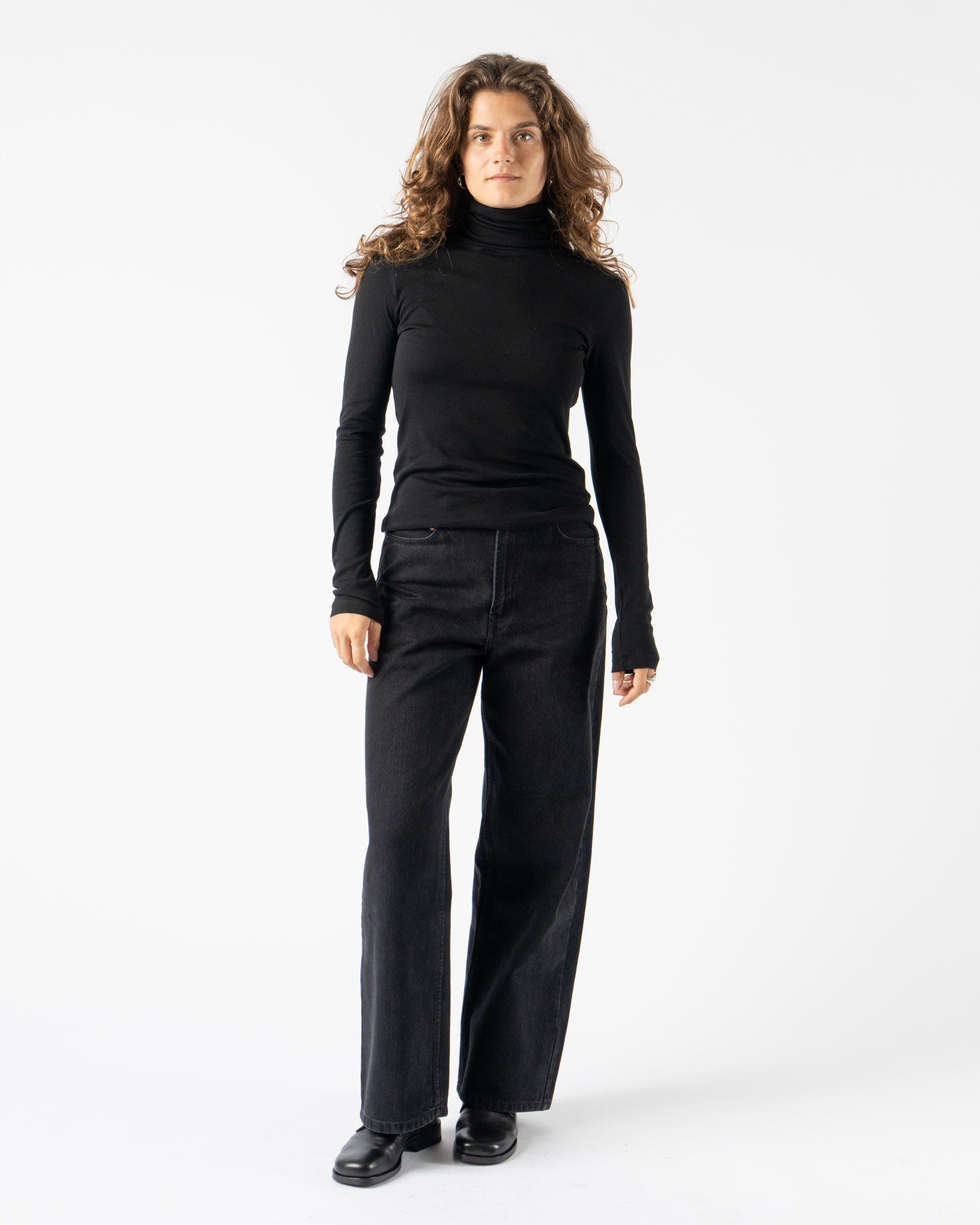FLORE FLORE Lightweight Dinah Turtleneck in Black