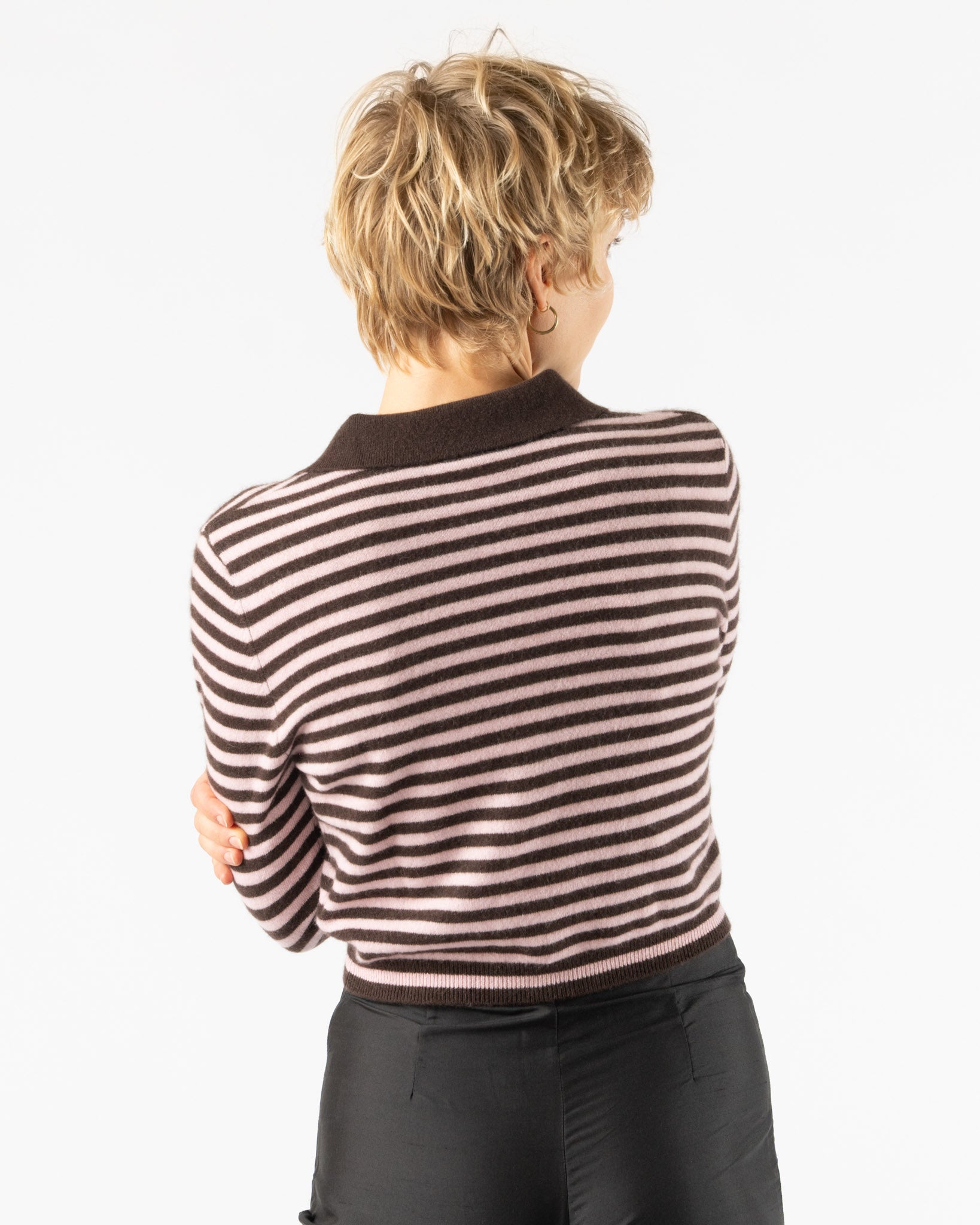 Hai Anselma Cardigan in Pink & Dark Brown