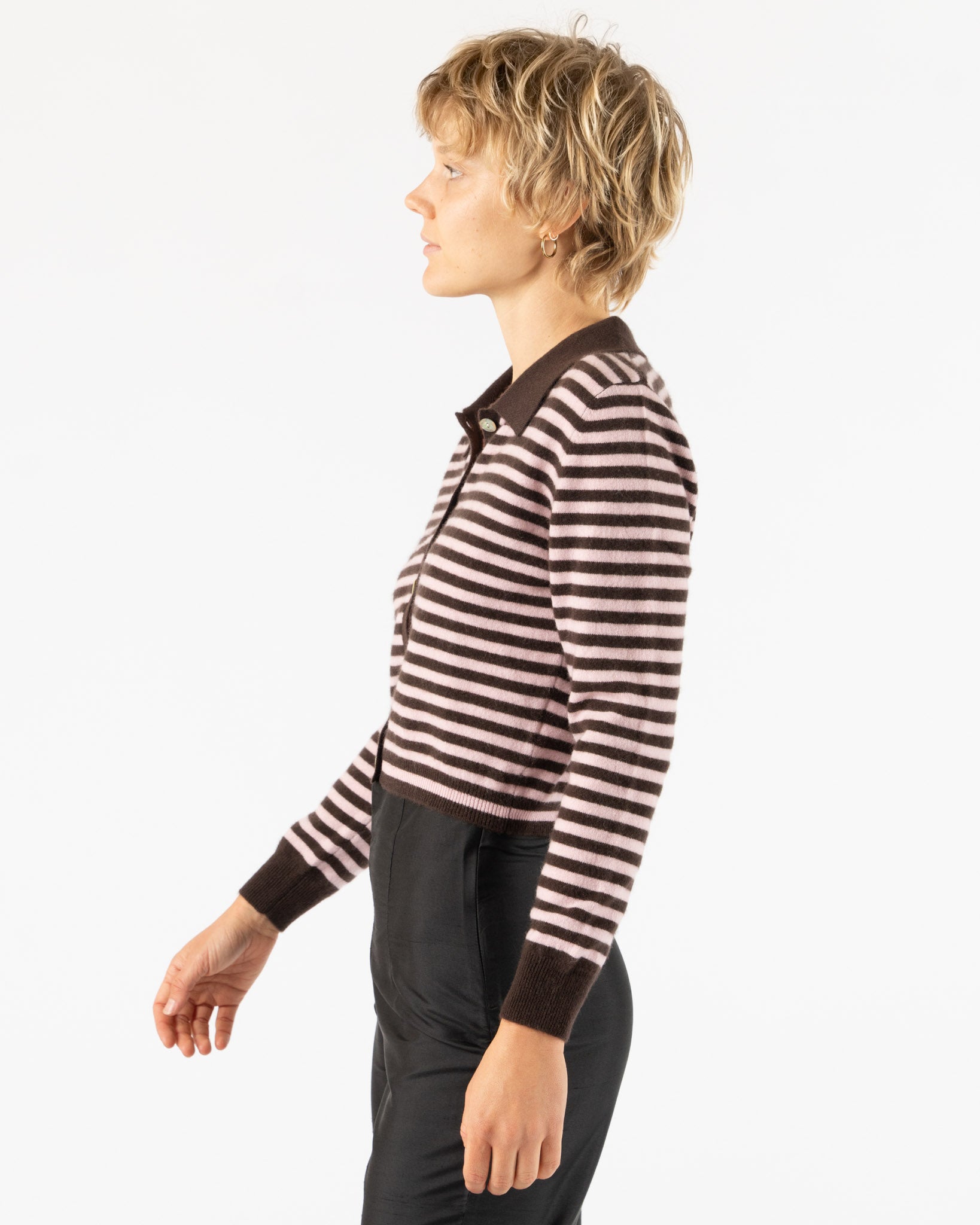 Hai Anselma Cardigan in Pink & Dark Brown