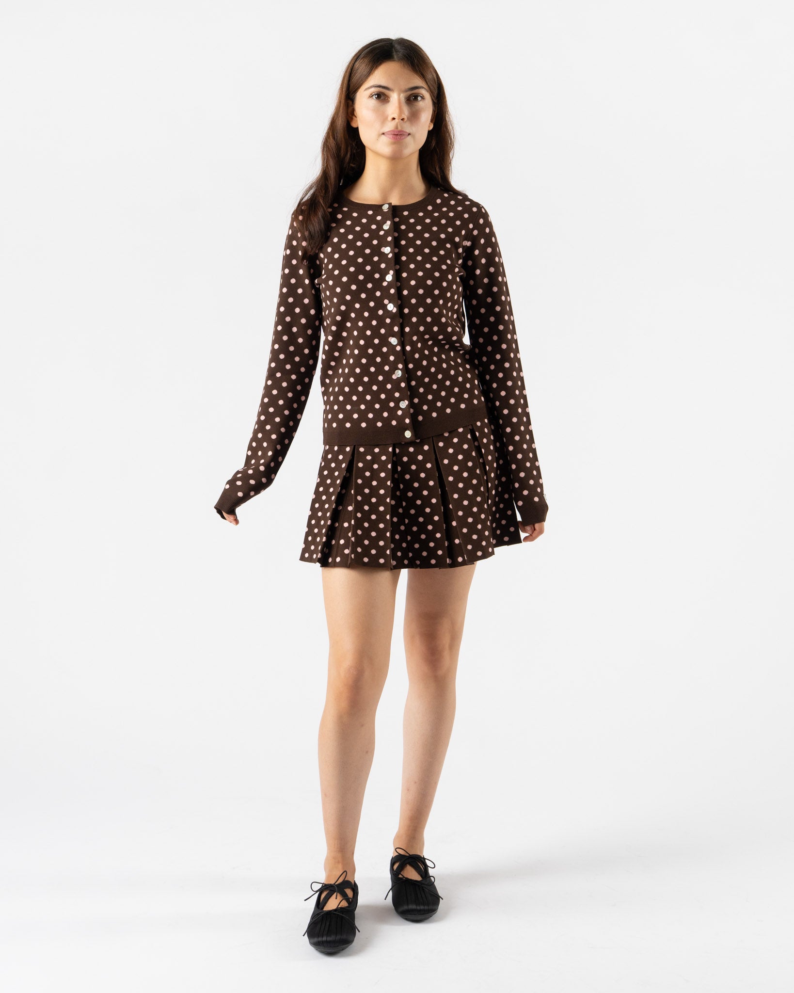 Sandy Liang Fable Cardigan in Brown Multi