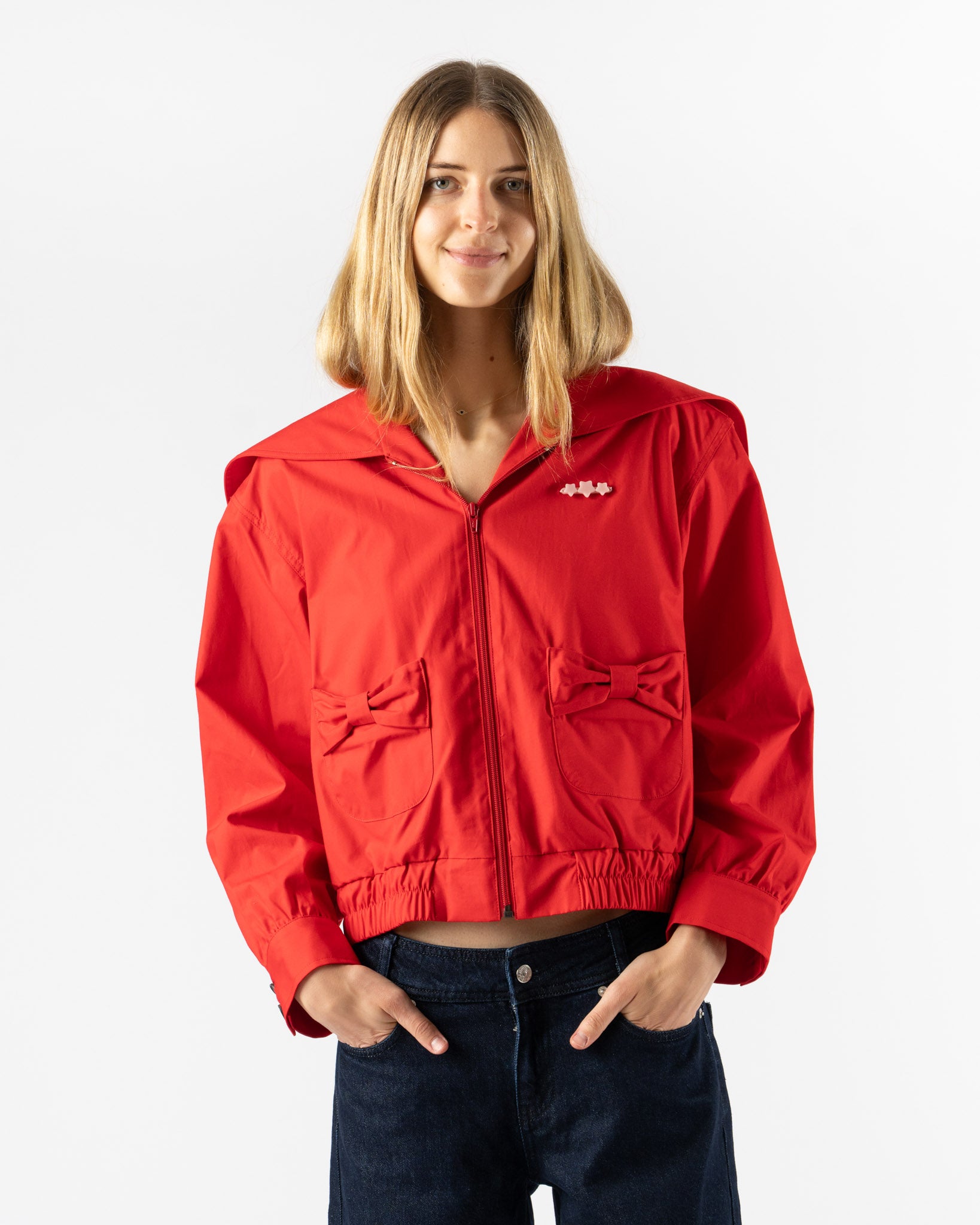 Sandy Liang Farro Jacket in Red Curated at Jake and Jones