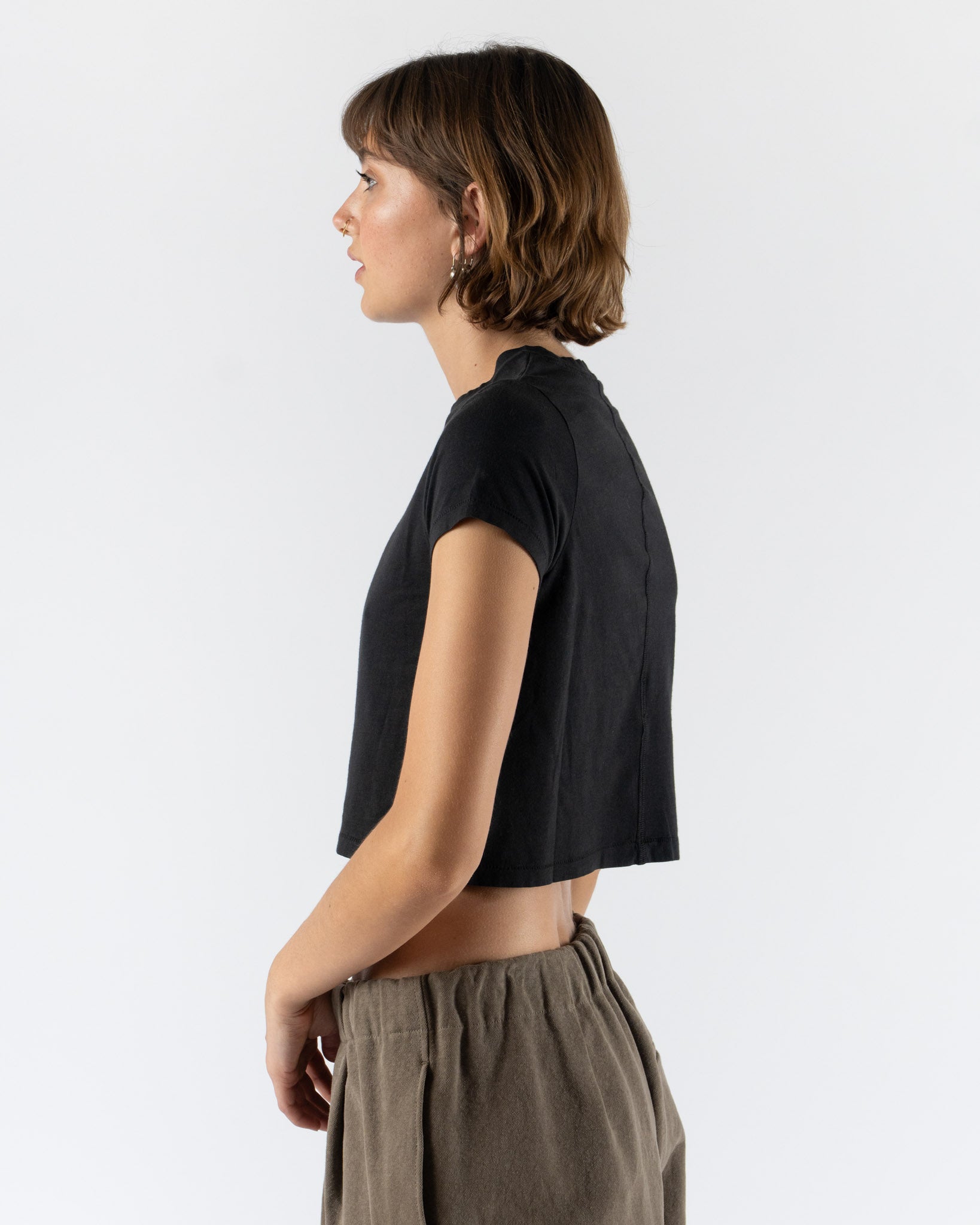Lauren Manoogian Fine Crop Tee in Black