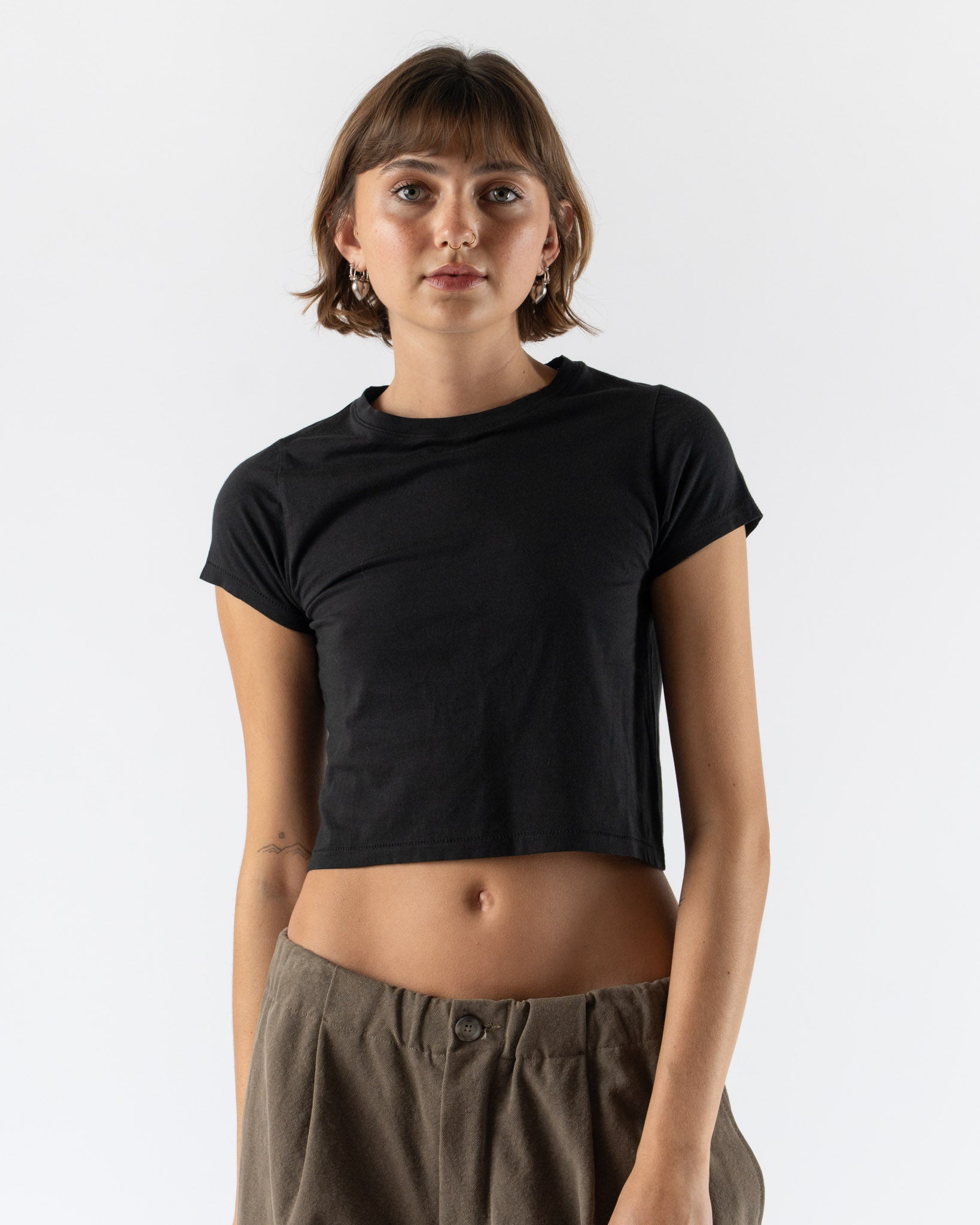 Lauren Manoogian Fine Crop Tee in Black