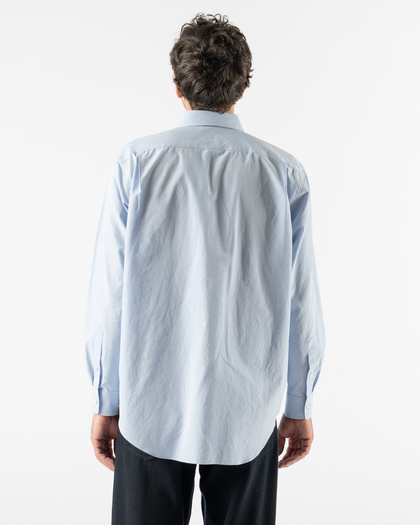 Auralee Washed Finx Weather Chambray Shirt in Light Blue