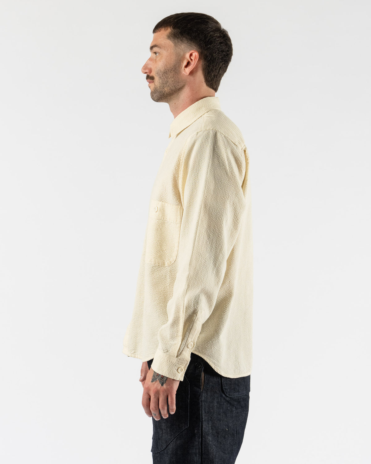 Graziano & Gutierréz Pintor Shirt in Ecru Seersucker