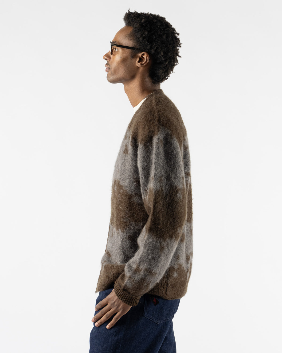 Gramicci Mohair Splatter Cardigan in Slate Splatter