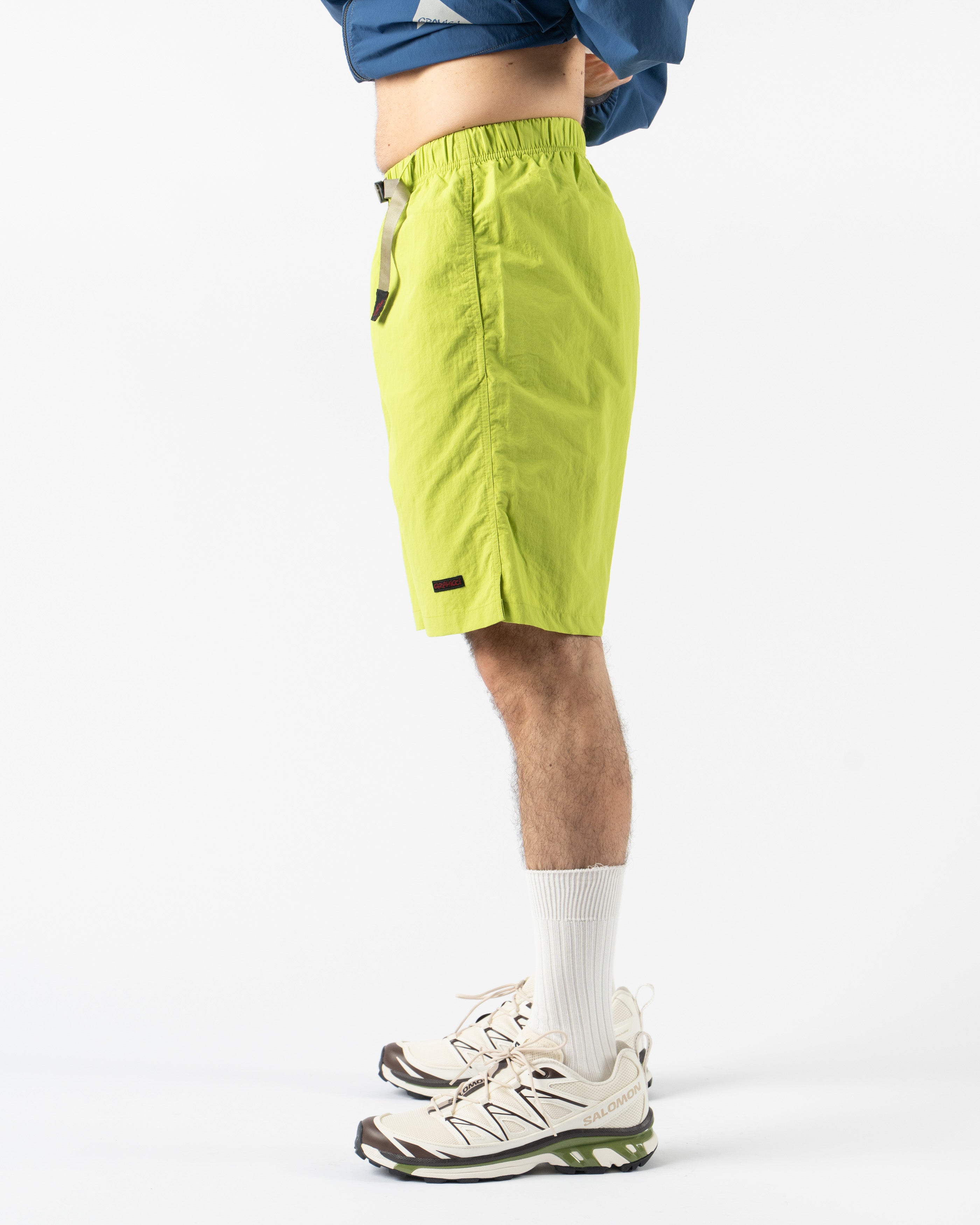 Men’s quick-dry Nylon G-Short by Gramicci in Kiwi green styled for outdoor and casual wear