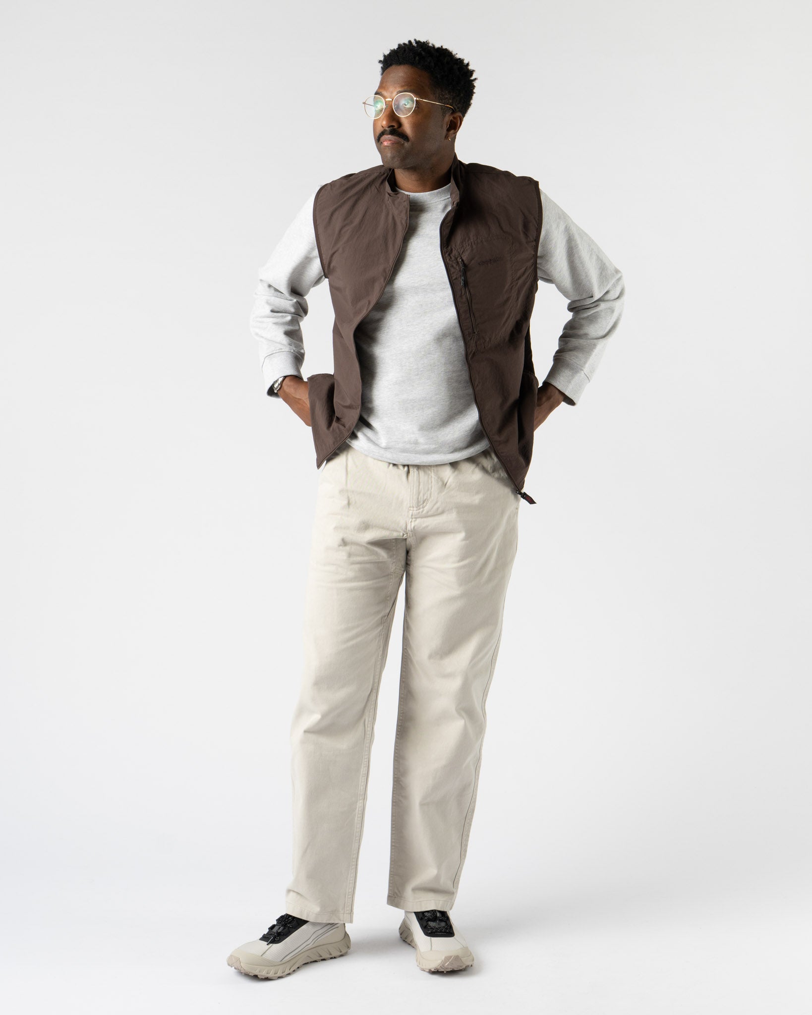 Gramicci Nylon Vest in Deep Brown