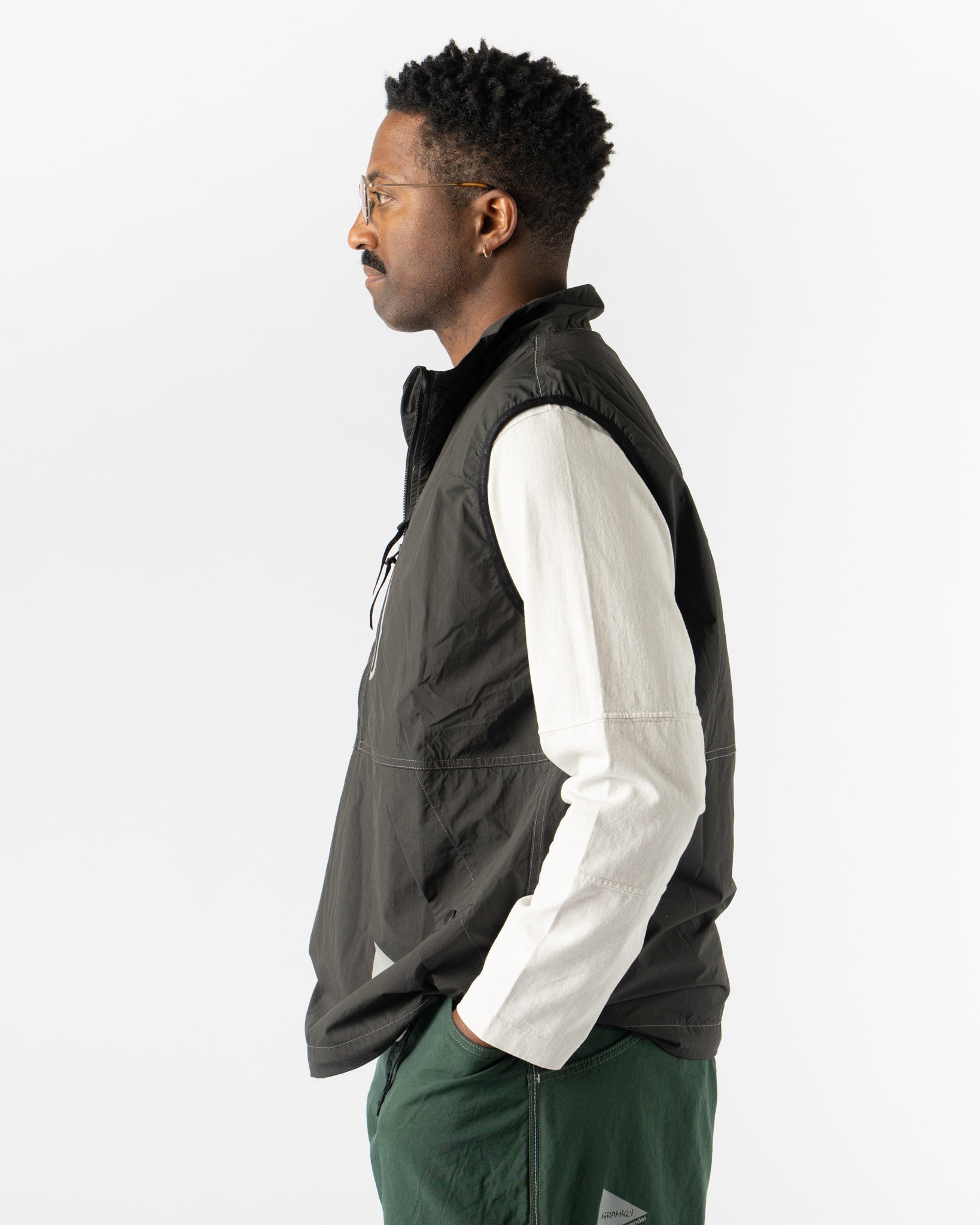 Gramicci x and wander Brushed Nylon Vest in Charcoal