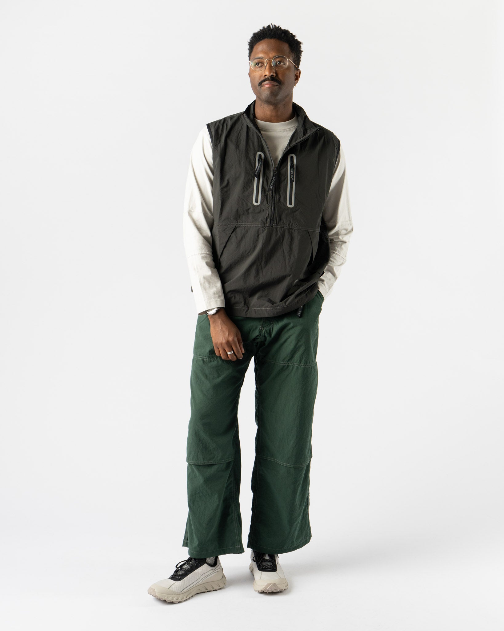 Gramicci x and wander Brushed Nylon Vest in Charcoal