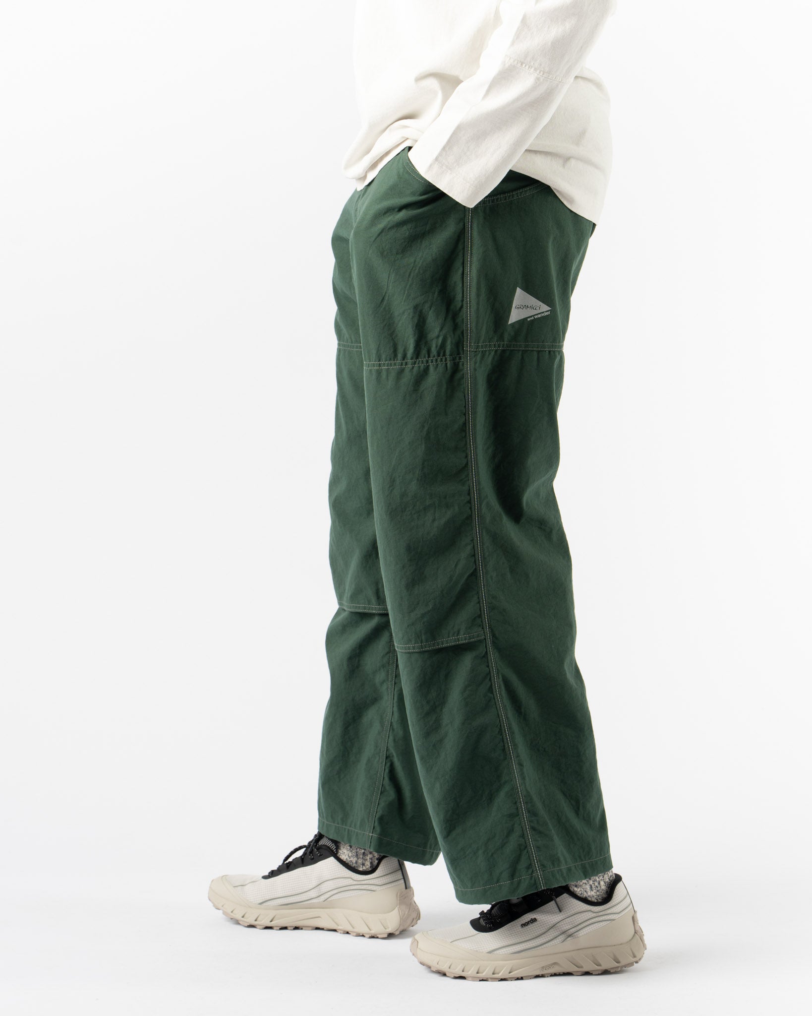 Gramicci x and wander Nylon Double Knee Pant in Green