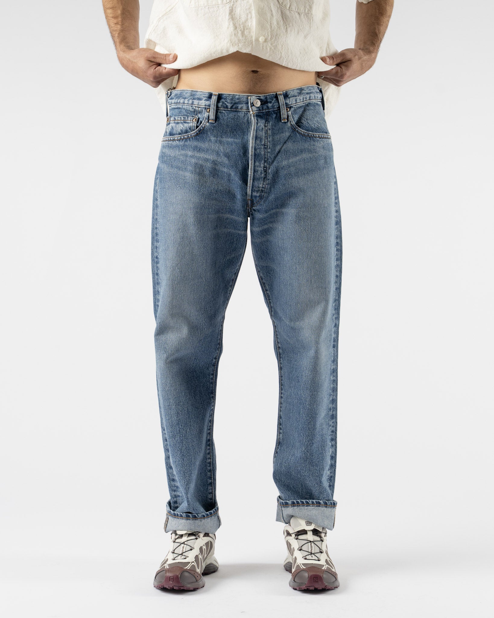 orSlowオアスロウ 105 90's 5 POCKET DENIM USED orSlow 105 90's Denim in Mid Used Wash Curated at Jake and Jones