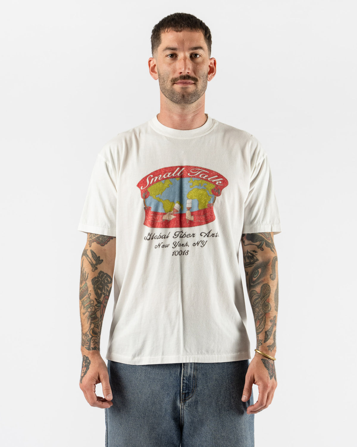Small Talk Hand Illustration Print SS T-Shirt in Off White