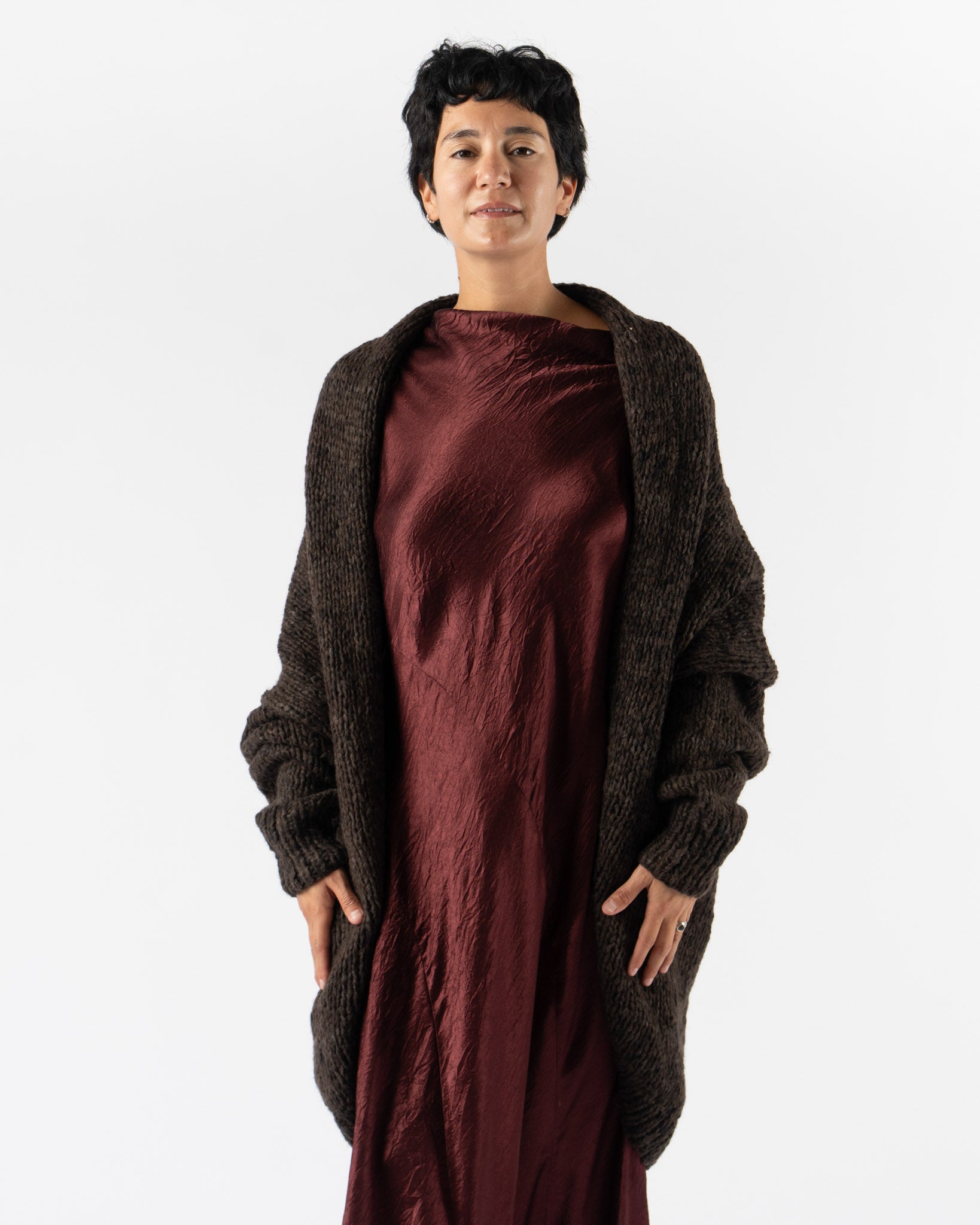 Lauren Manoogian Handknit Paint L/S Cocoon in Black