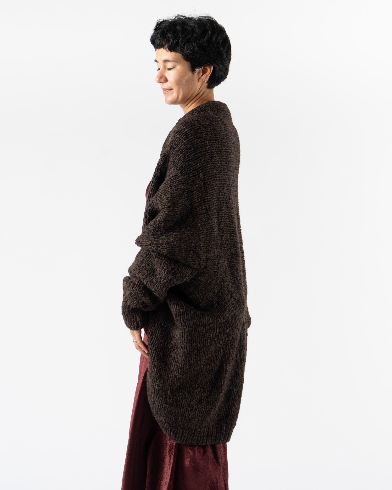 Lauren Manoogian Handknit Paint L/S Cocoon in Black