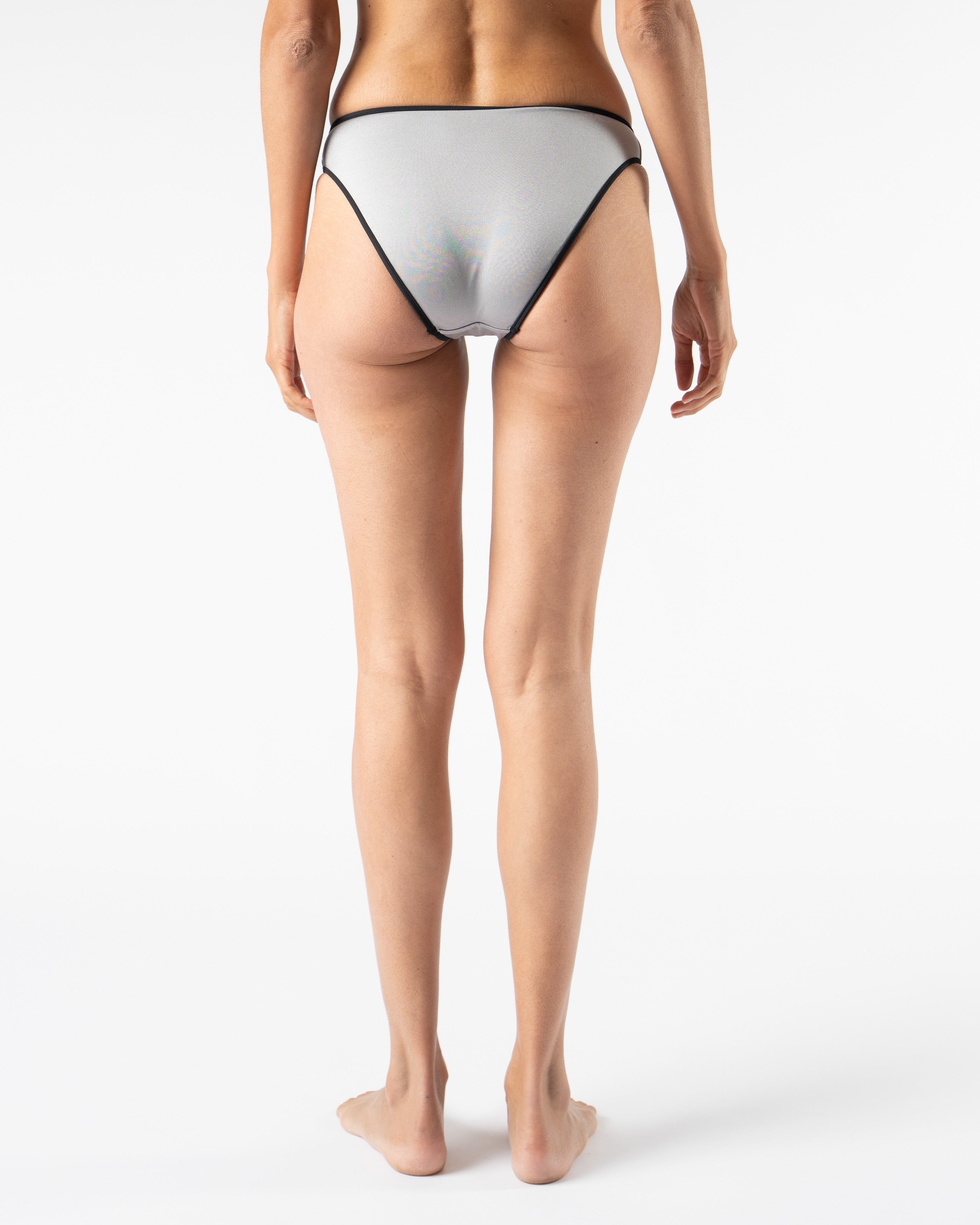 Nu Swim High Cut Bottom in Silver/Black