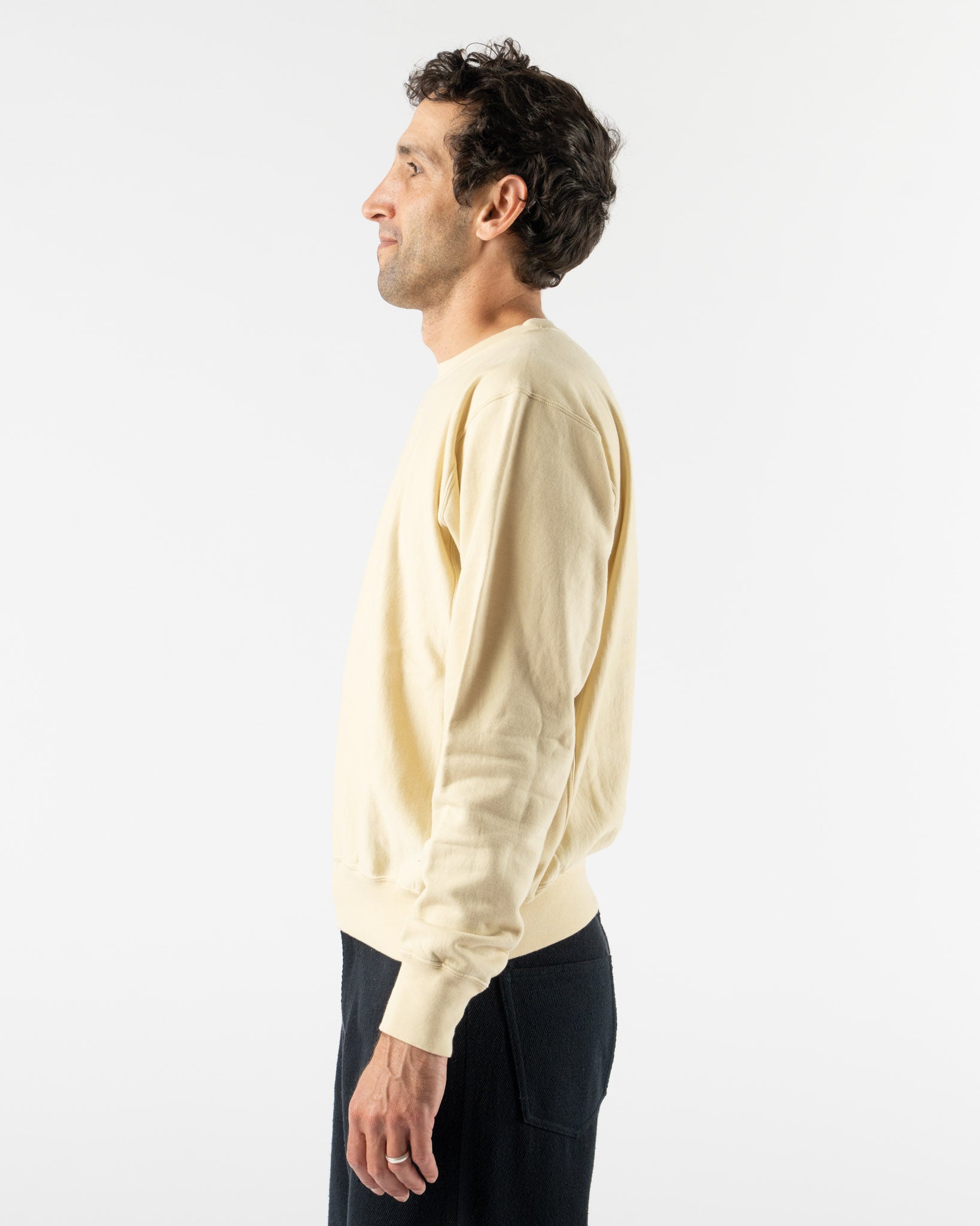 Auralee Elastic High Gauge Sweat P/O in Ivory Beige