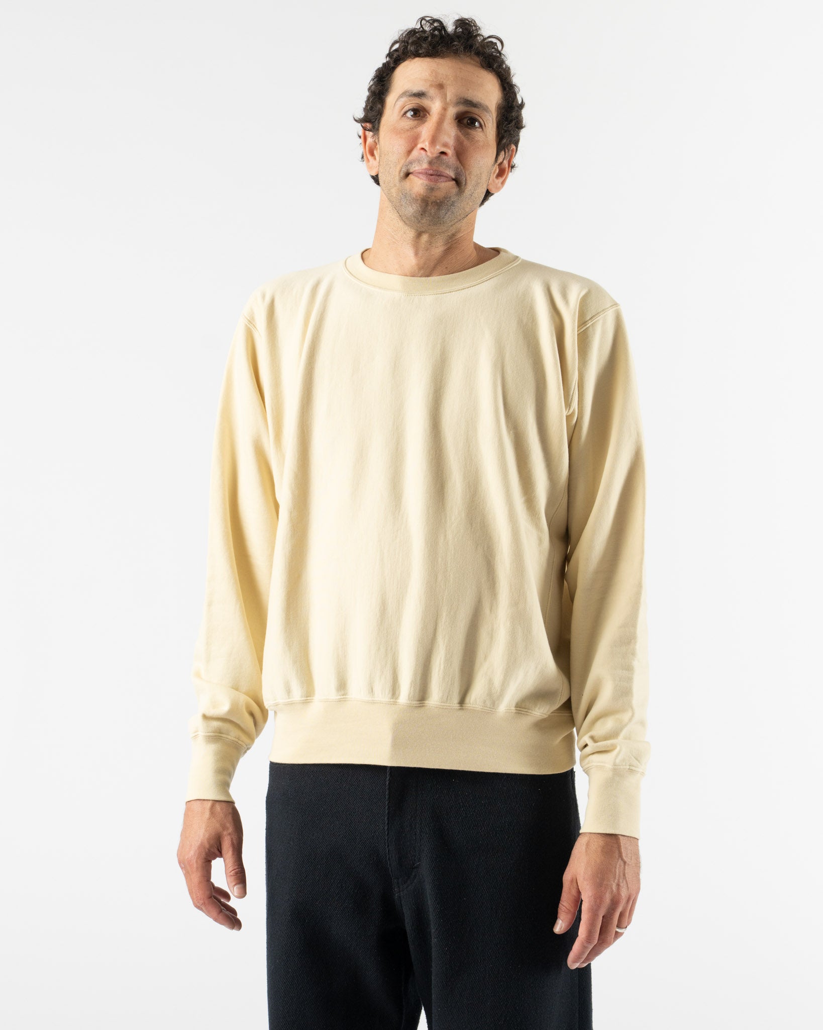 Auralee Elastic High Gauge Sweat P/O in Ivory Beige Curated at