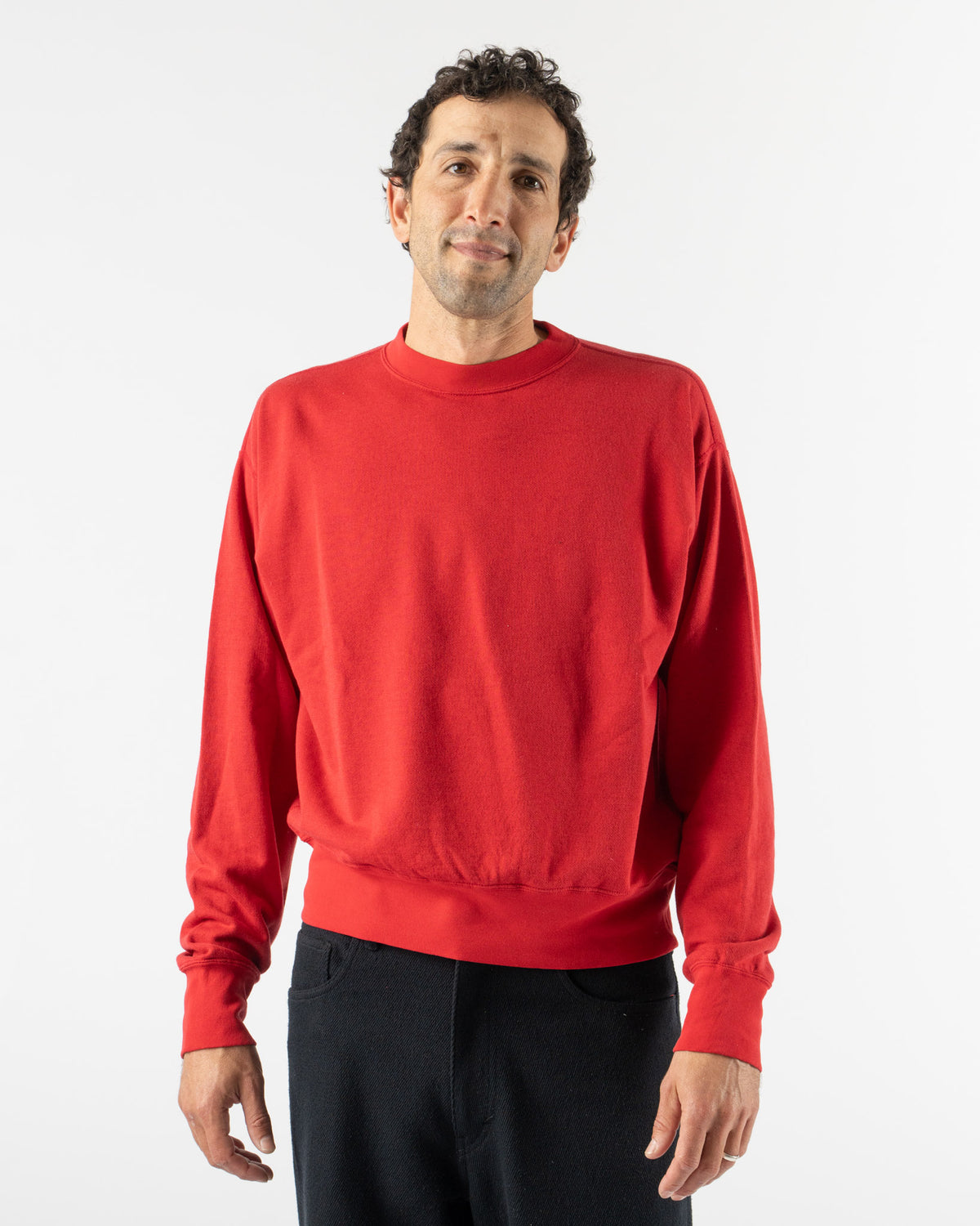 Auralee High Twist Light Sweat P/O in Red Curated at Jake and Jones