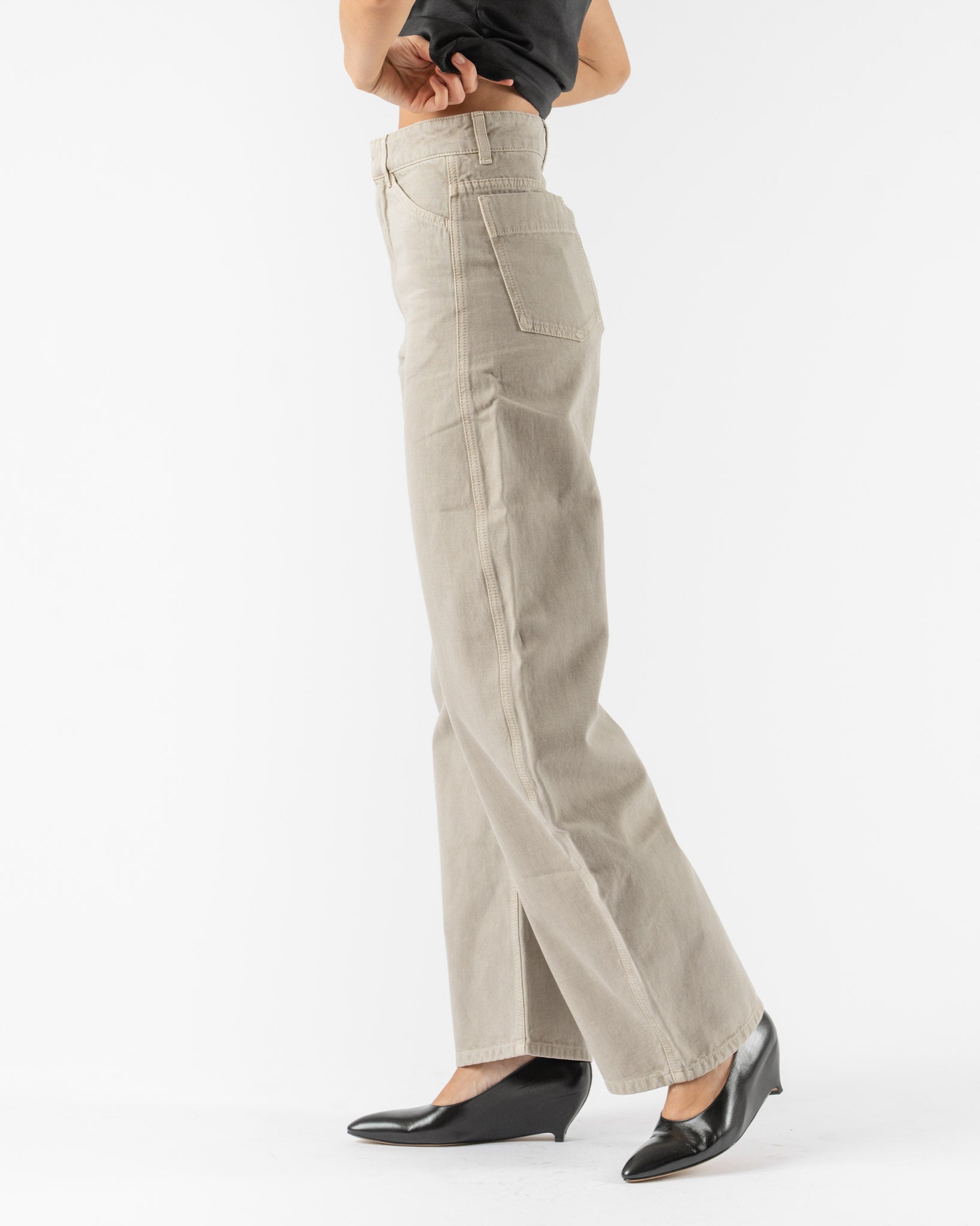 Lemaire High Waisted Curved Pants in Moonstone